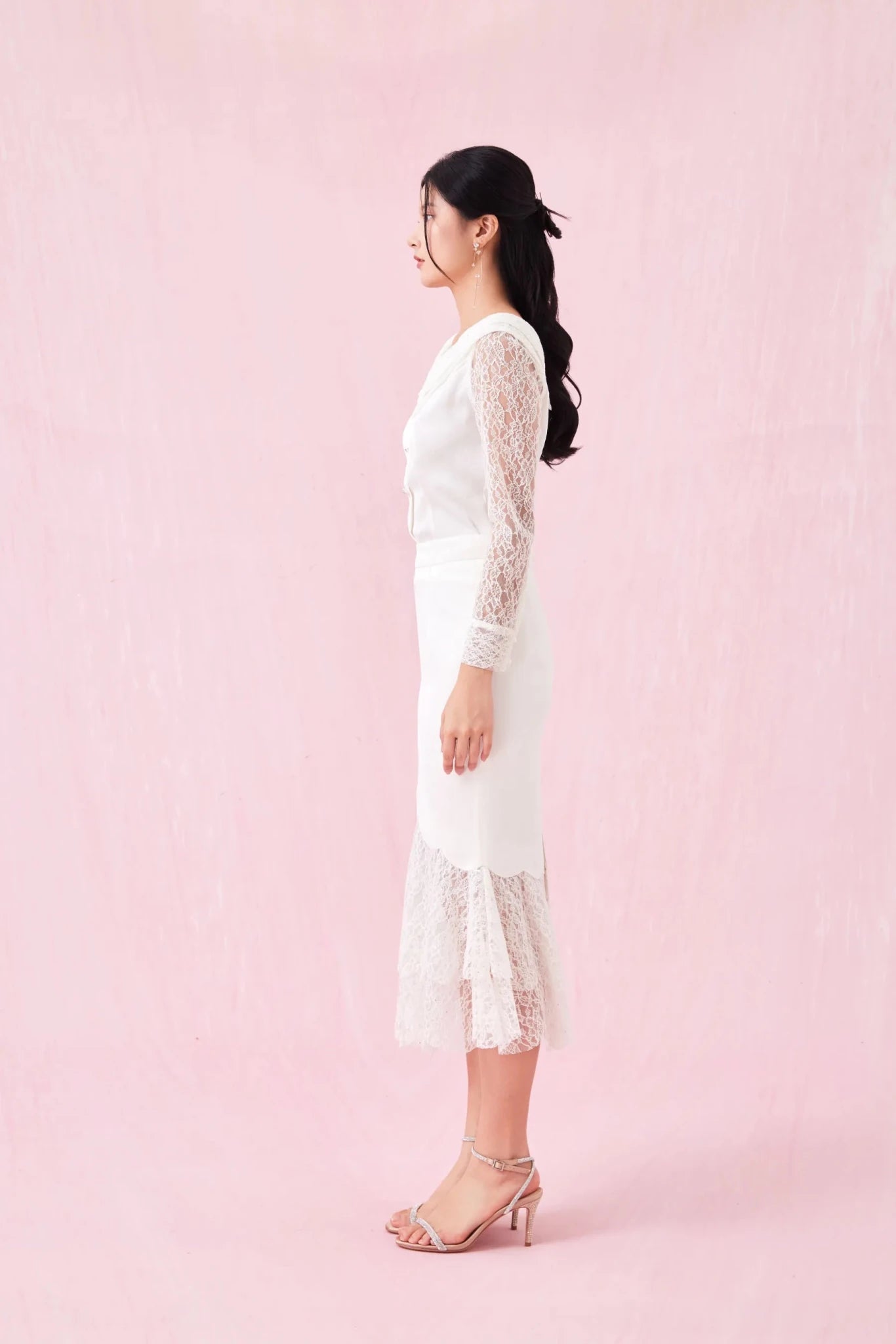 Arjane White Lace Mermaid Skirt - Nimisski