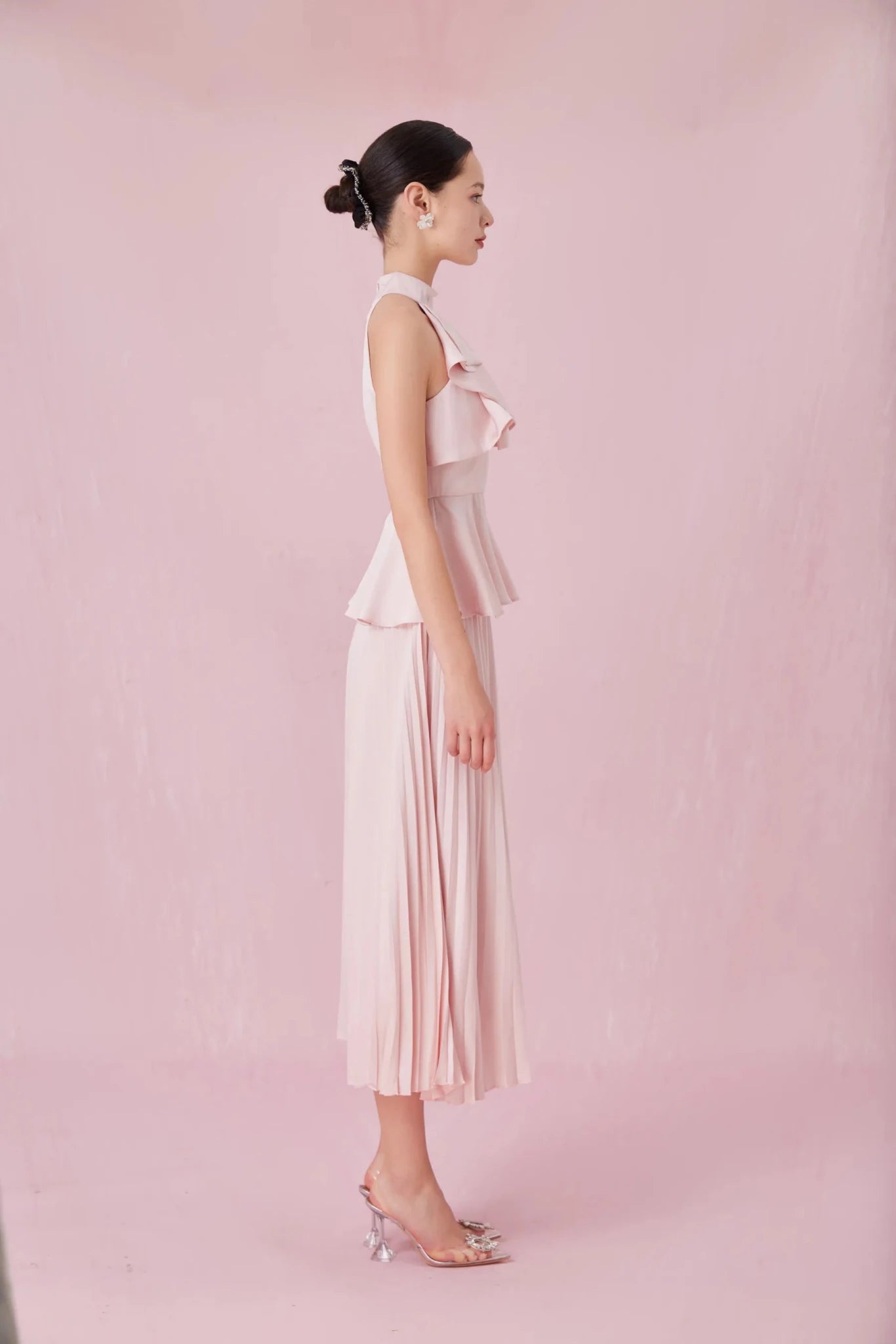 Arlet Pink Pleated A - Line Skirt - Nimisski
