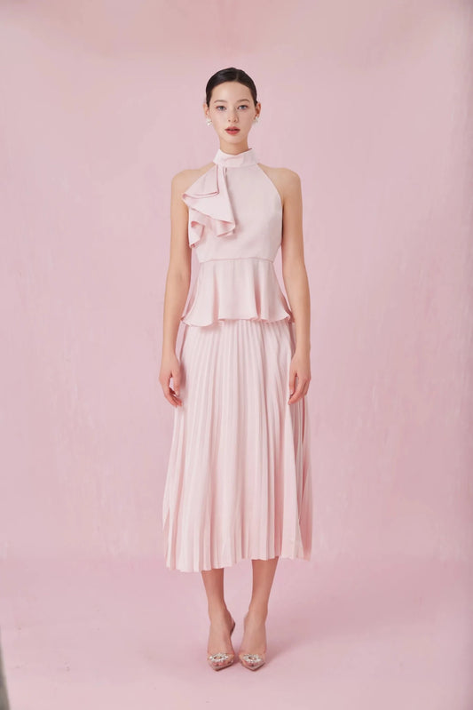Arlet Pink Pleated A - Line Skirt - Nimisski