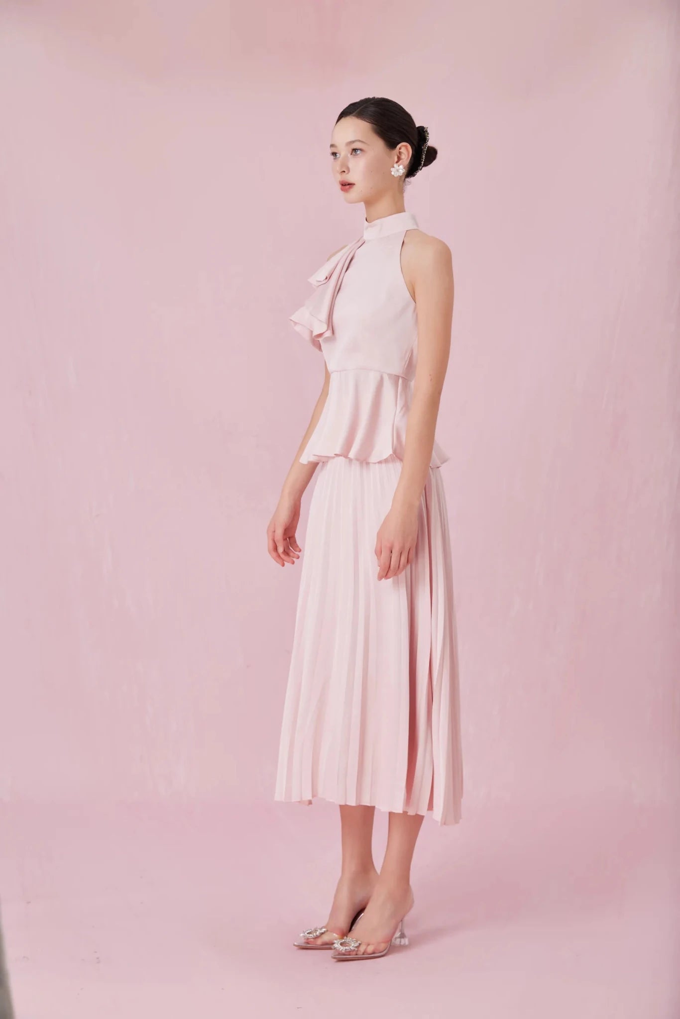 Arlet Pink Pleated A - Line Skirt - Nimisski