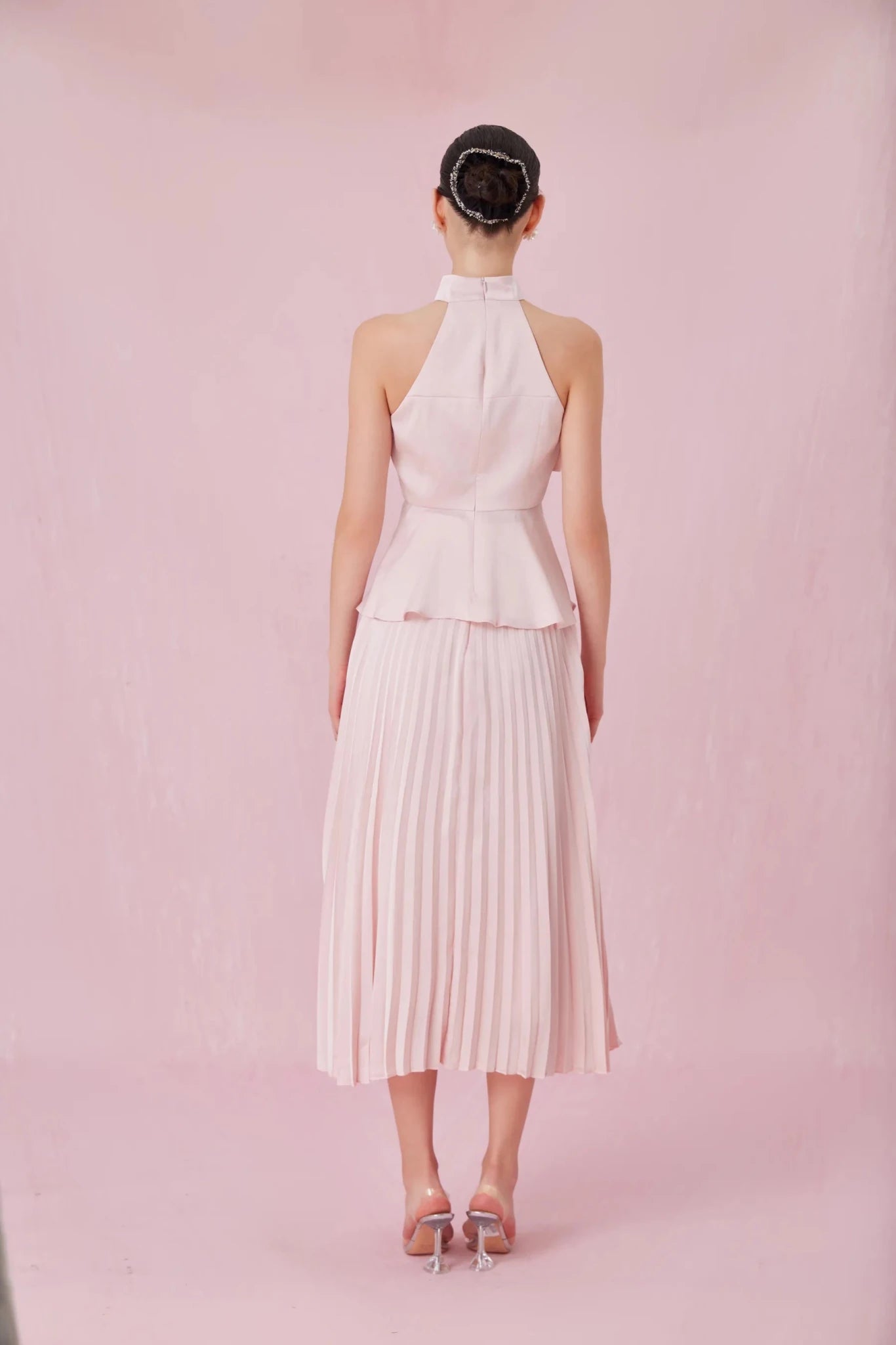 Arlet Pink Pleated A - Line Skirt - Nimisski