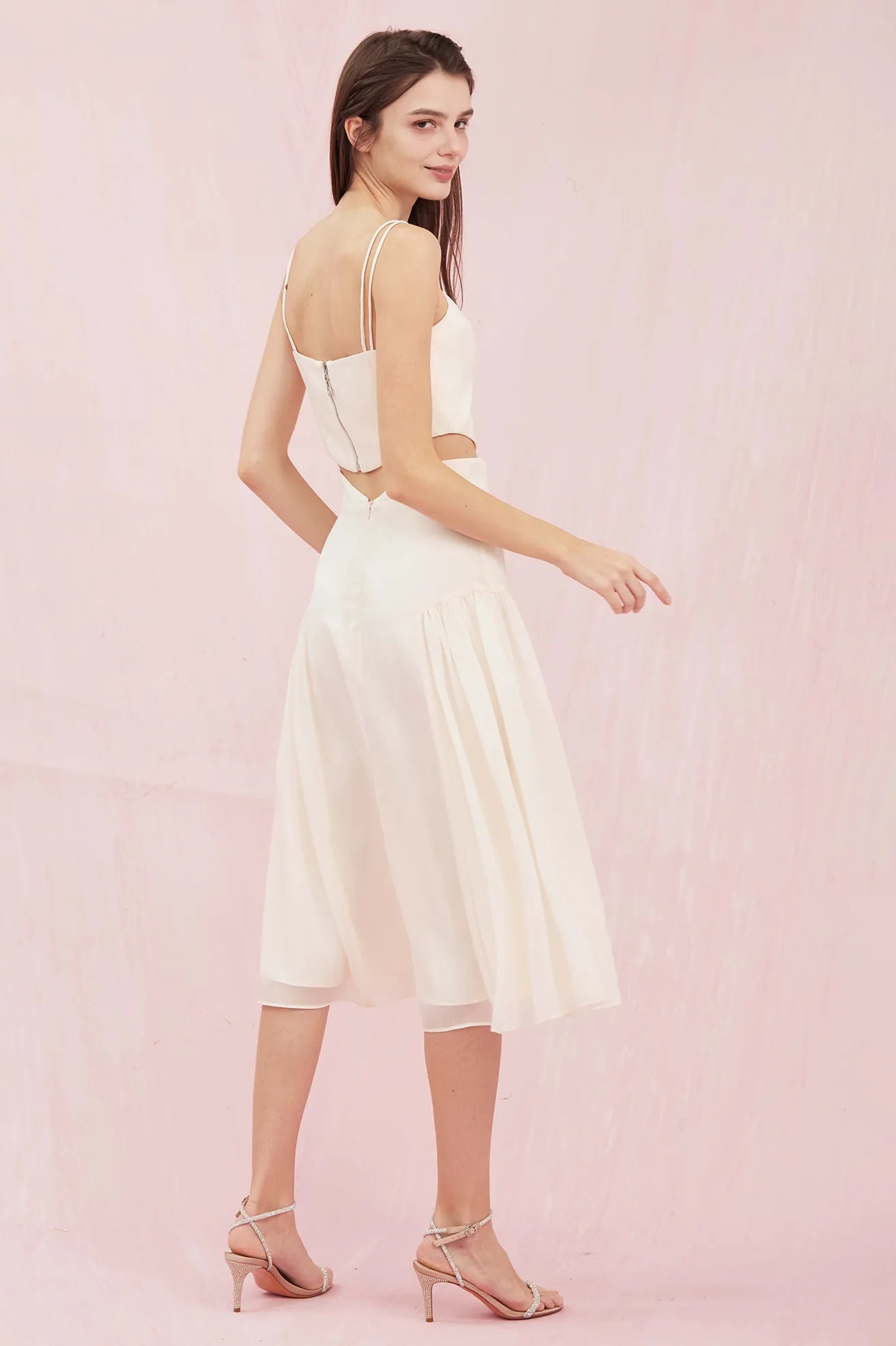 Begonia Cream Organza Midi Skirt - Nimisski