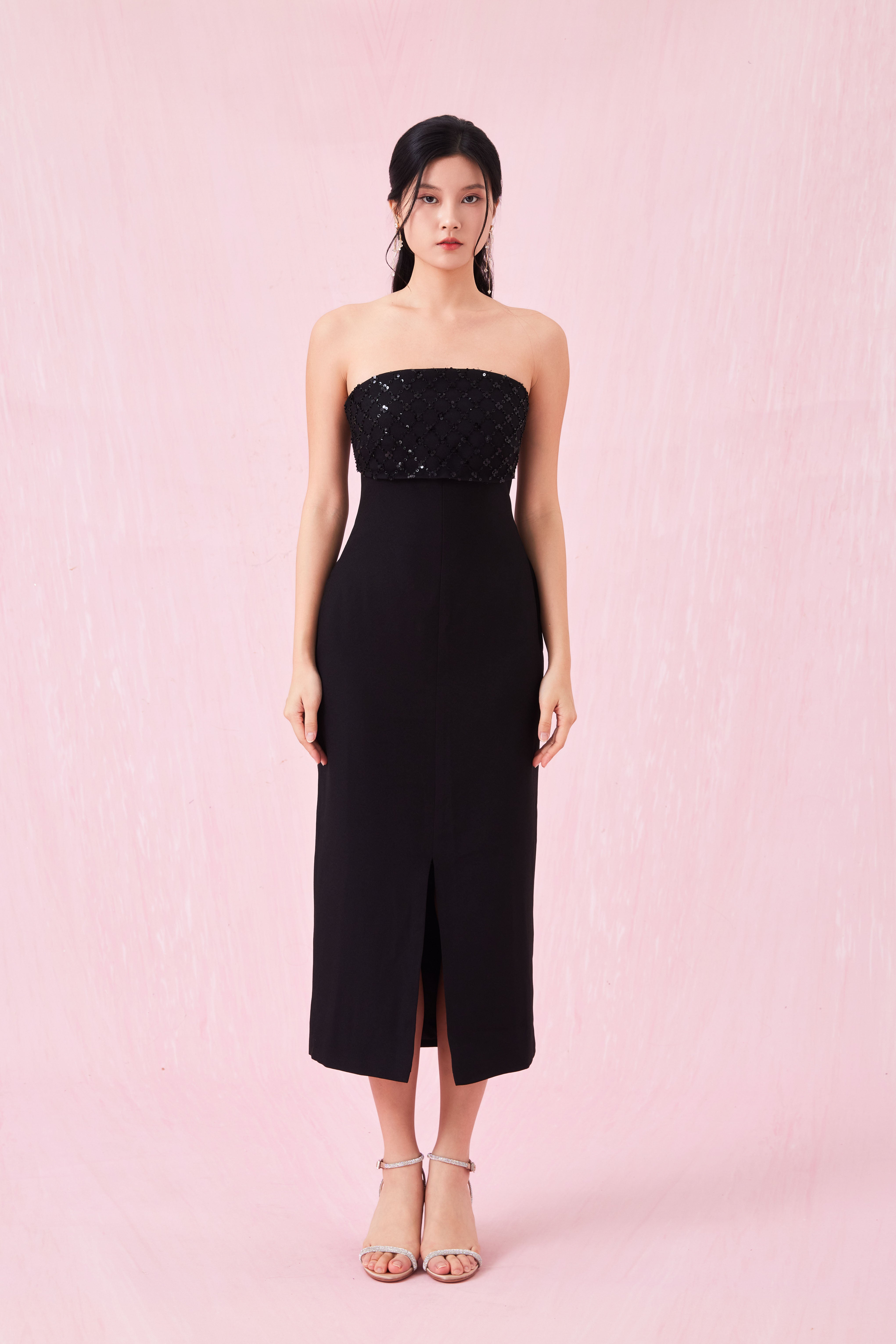 Brier Black Midi Tube Dress