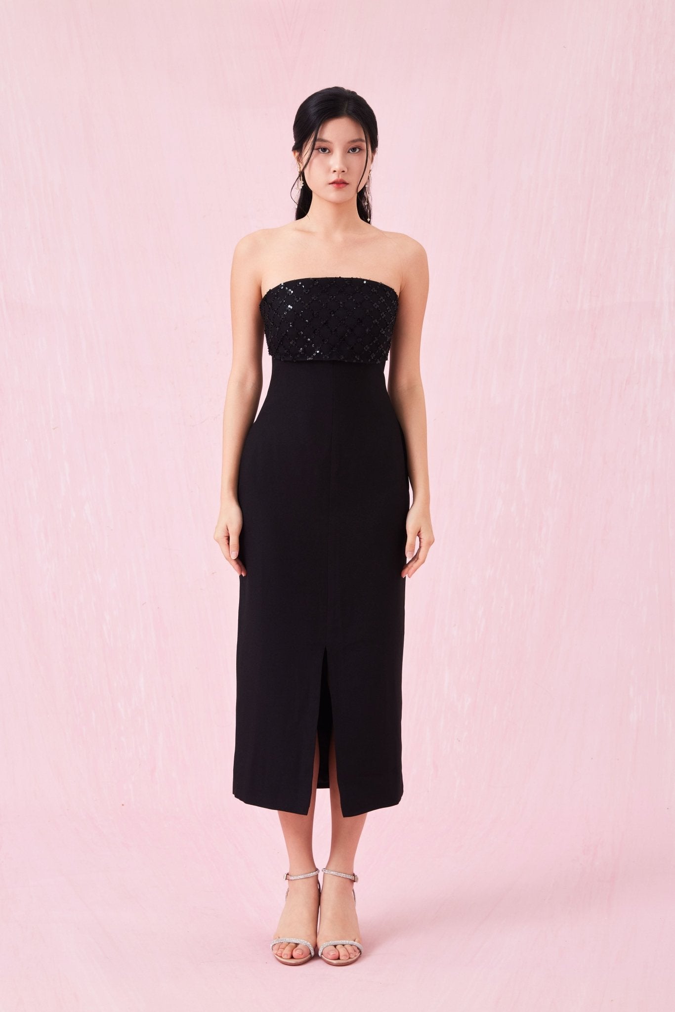 Brier Black Midi Tube Dress - Nimisski
