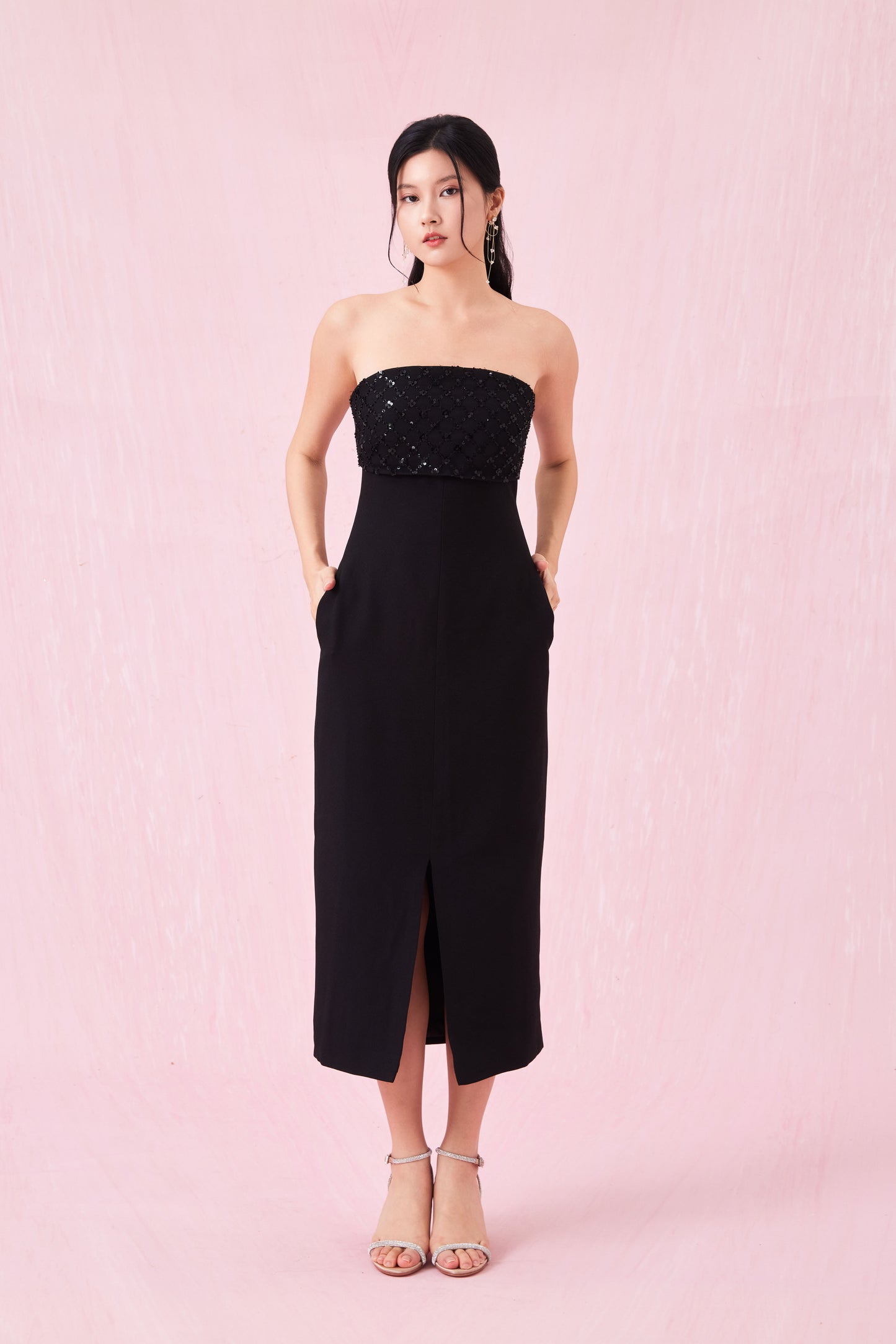 Brier Black Midi Tube Dress