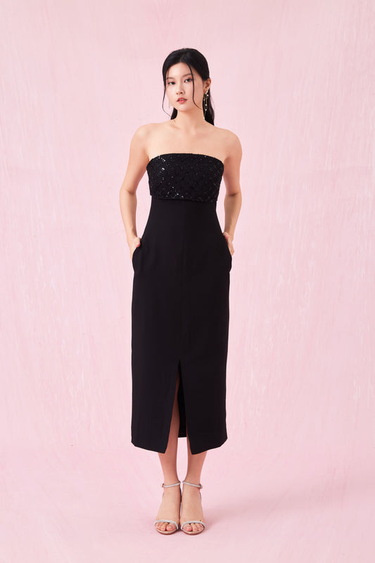 Brier Black Midi Tube Dress