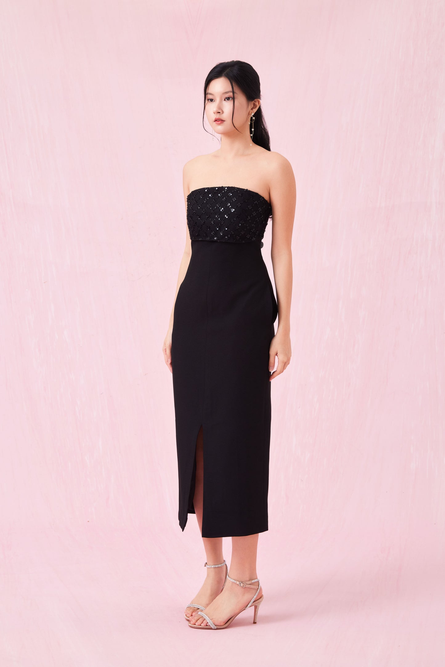Brier Black Midi Tube Dress