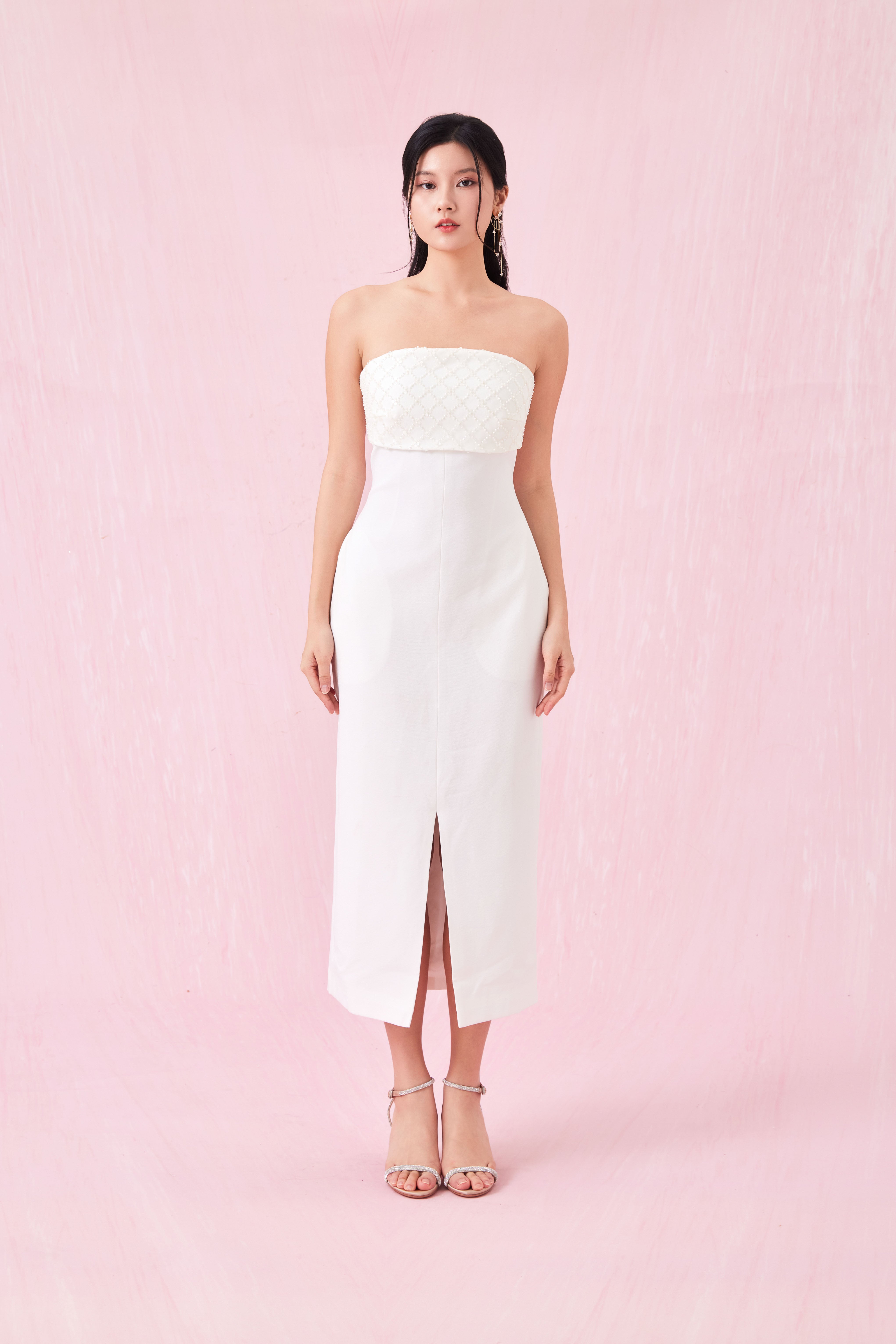 Brier White Midi Tube Dress