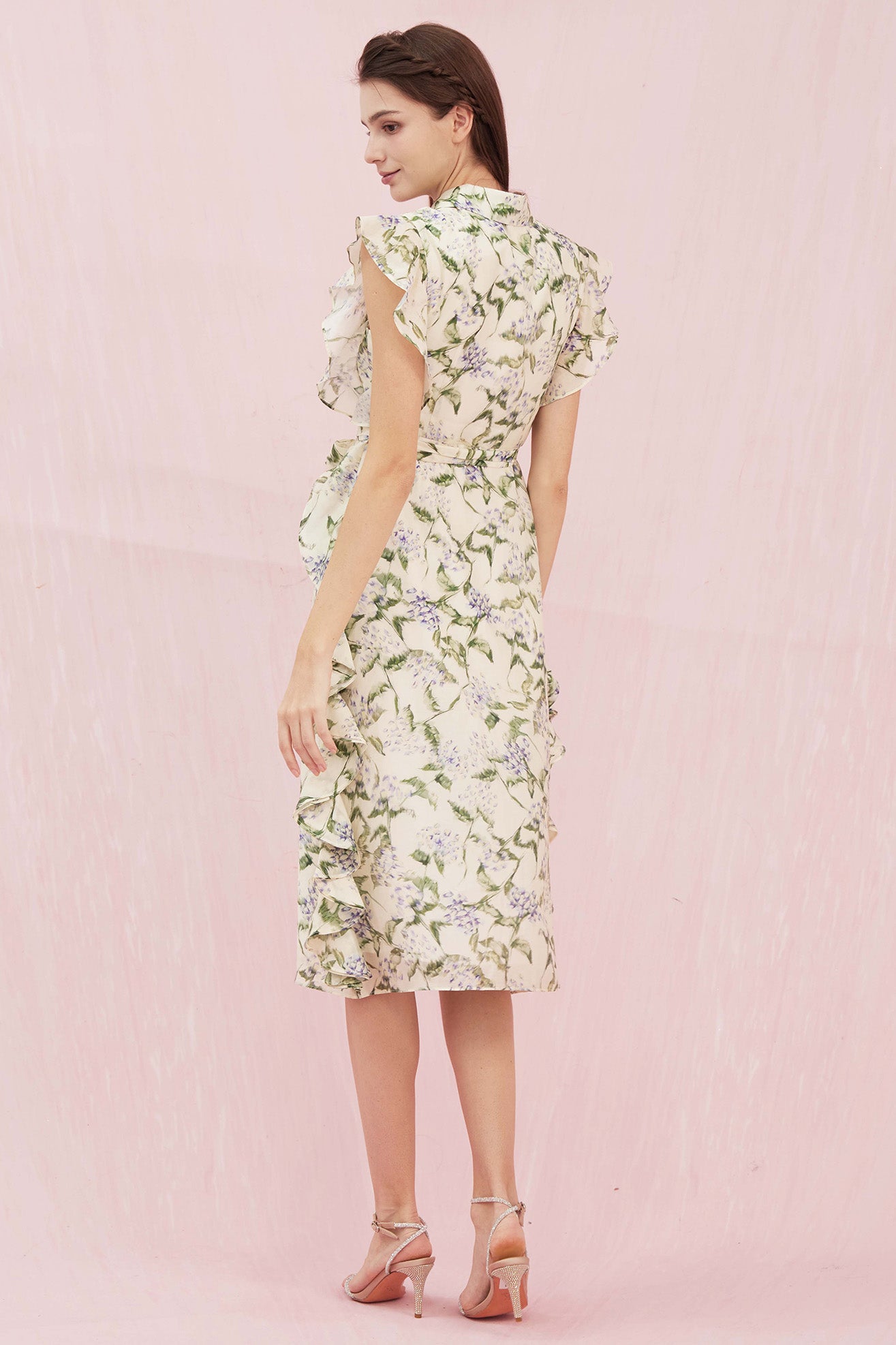 Genisis Ruffle Floral Printed Midi Dress