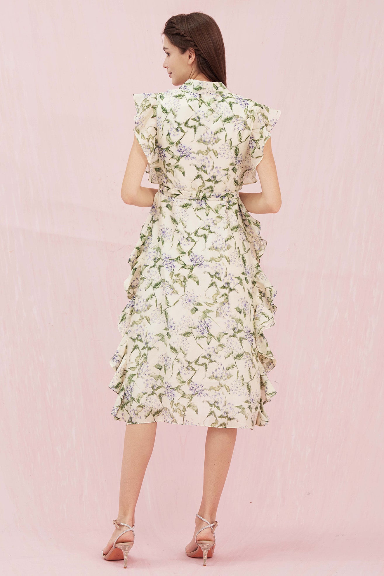 Genisis Ruffle Floral Printed Midi Dress
