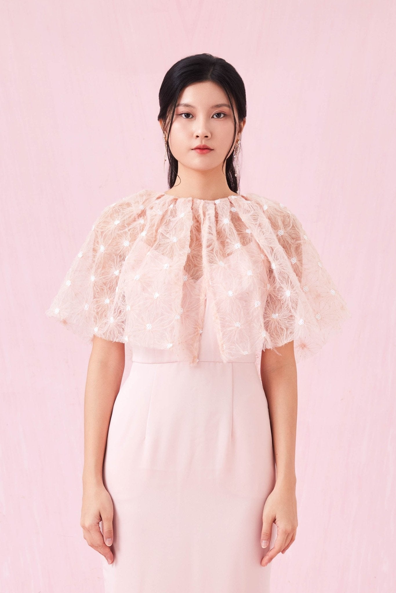 Carressa Pink Mesh Cape - Nimisski