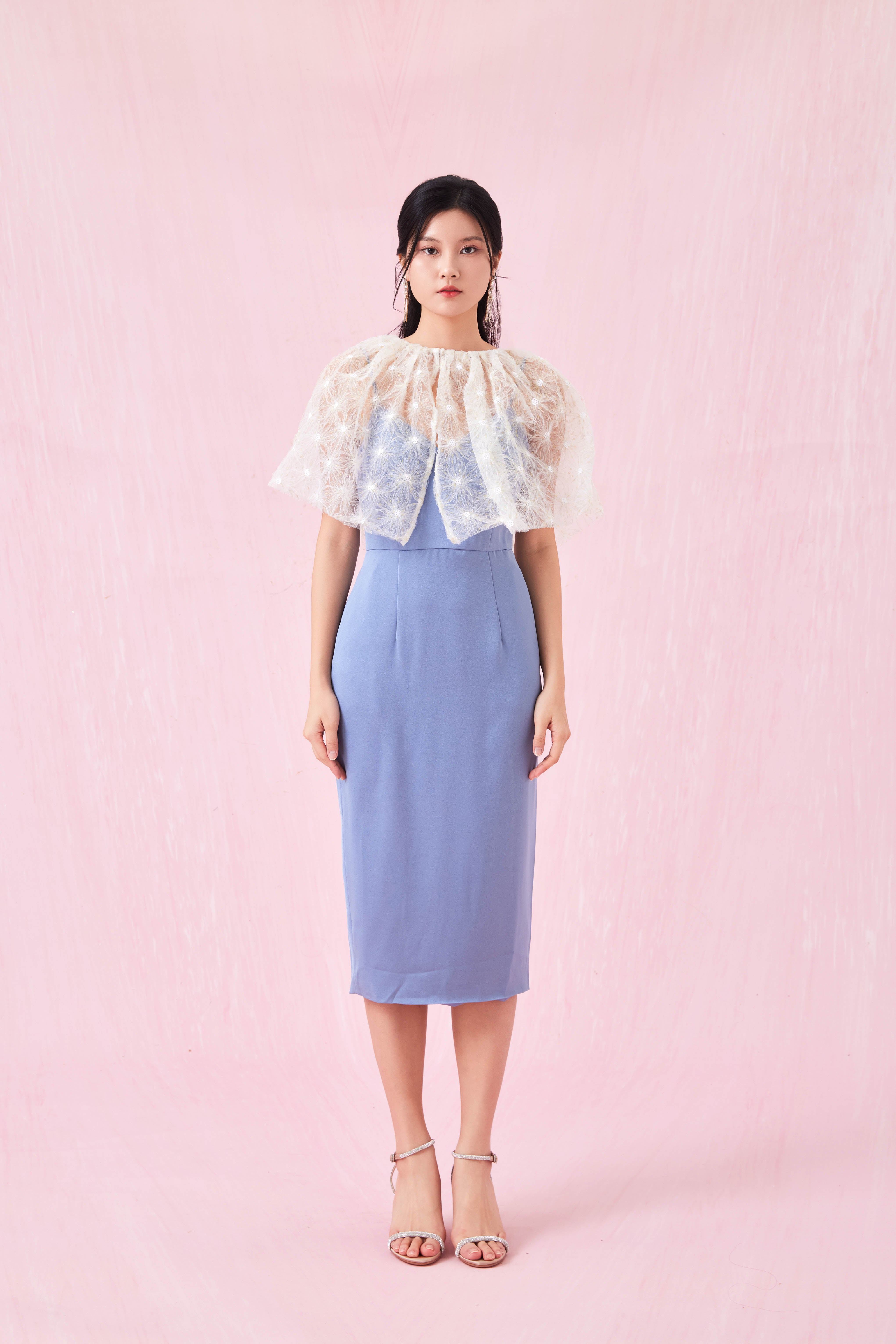 Carressa Blue Spag Midi Dress