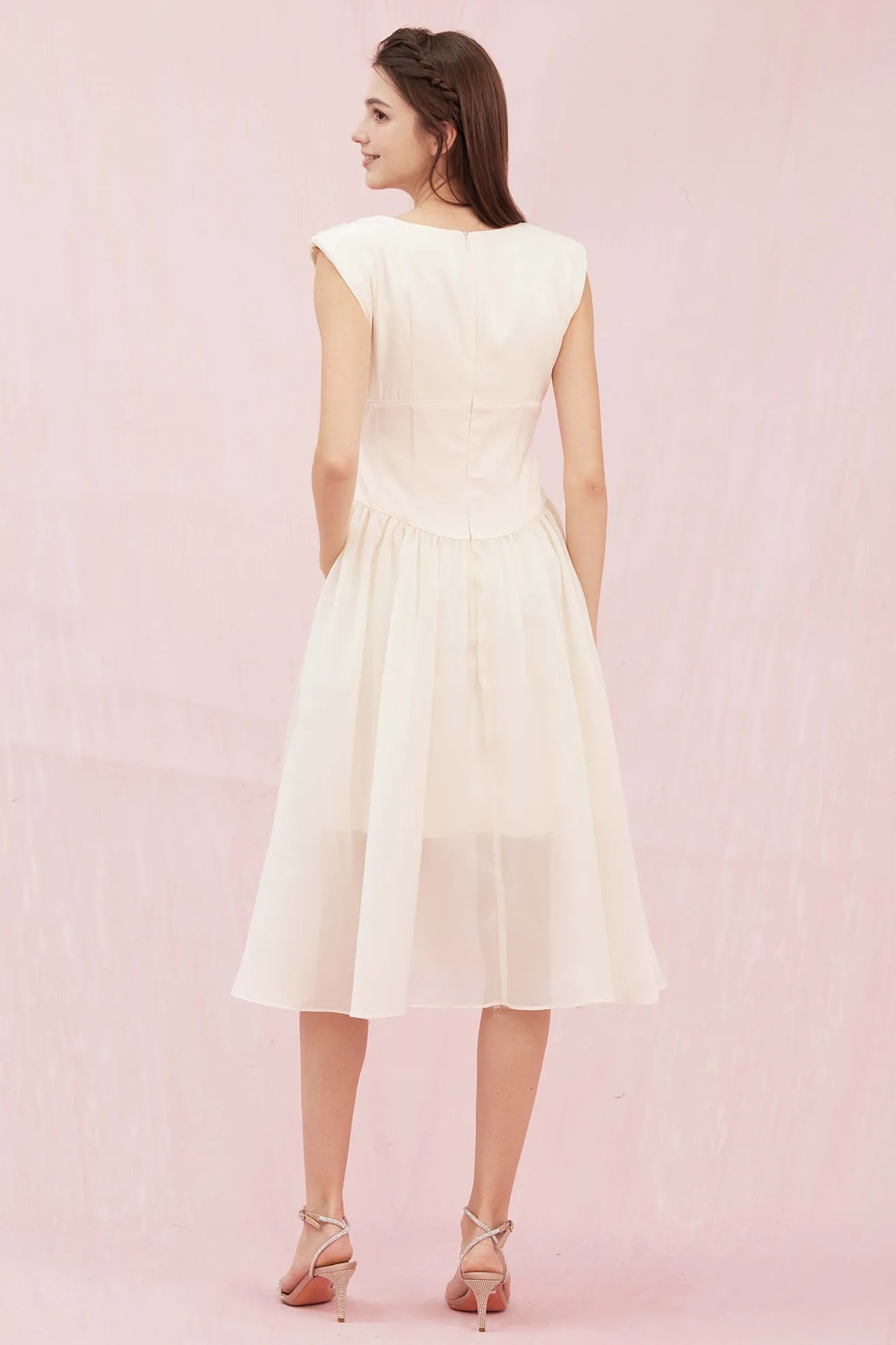 Angelette Beige Organza Dress - Nimisski