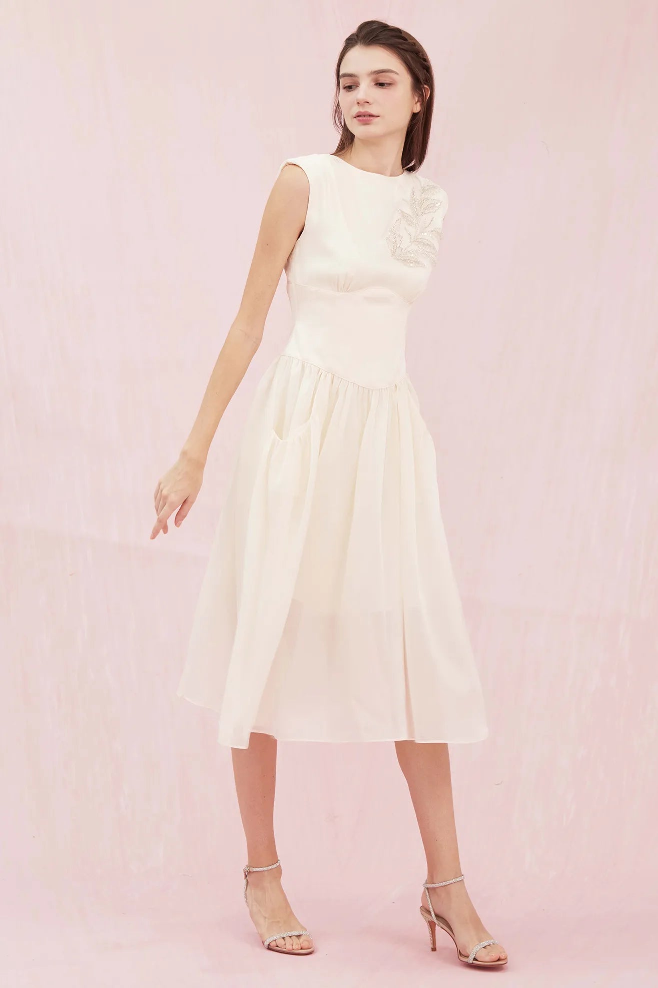 Angelette Beige Organza Dress - Nimisski