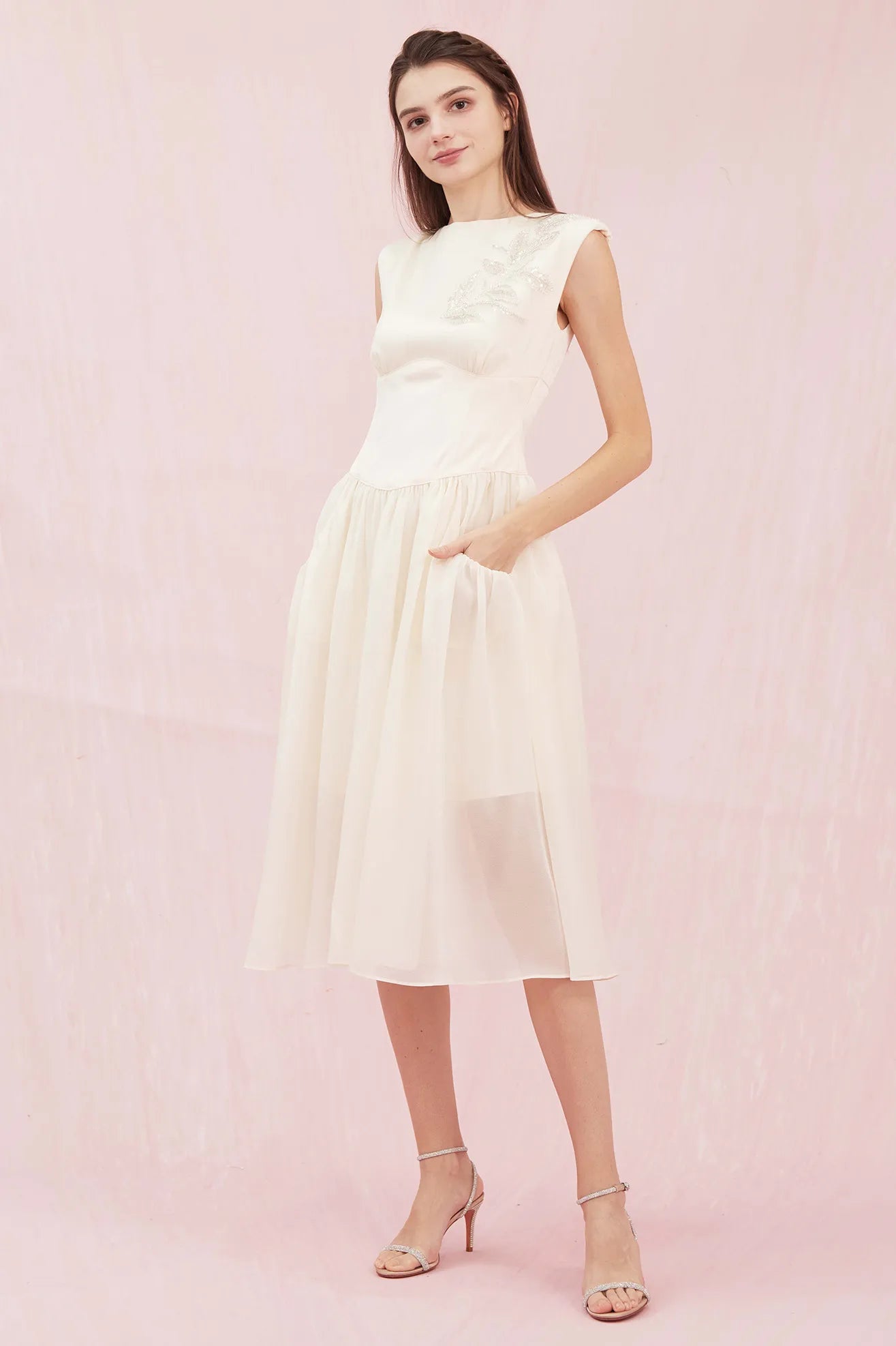 Angelette Beige Organza Dress - Nimisski