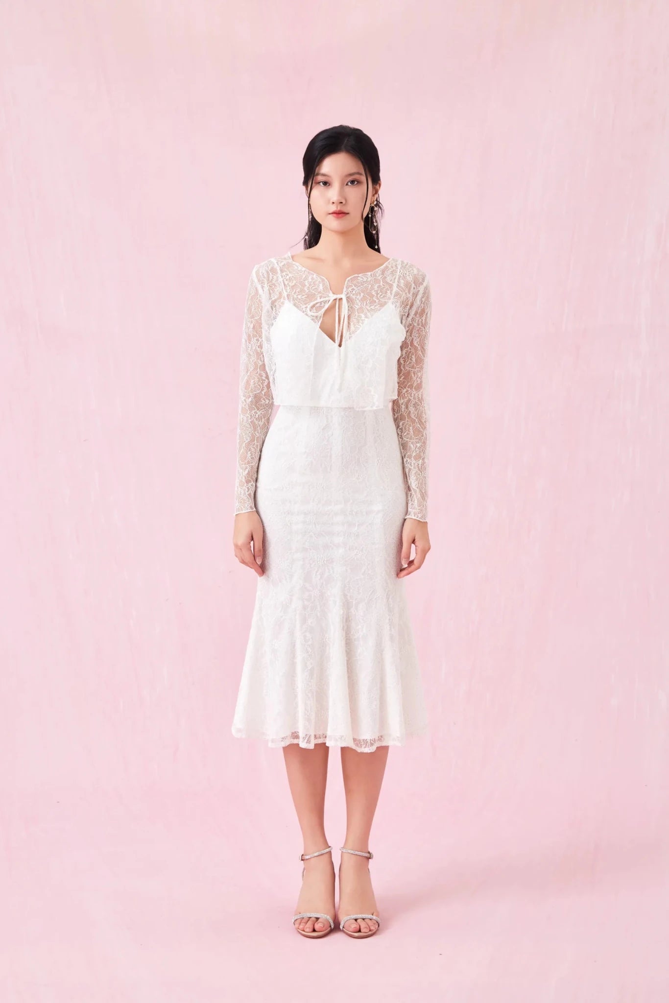 Antoinette White Lace Mermaid Dress - Nimisski