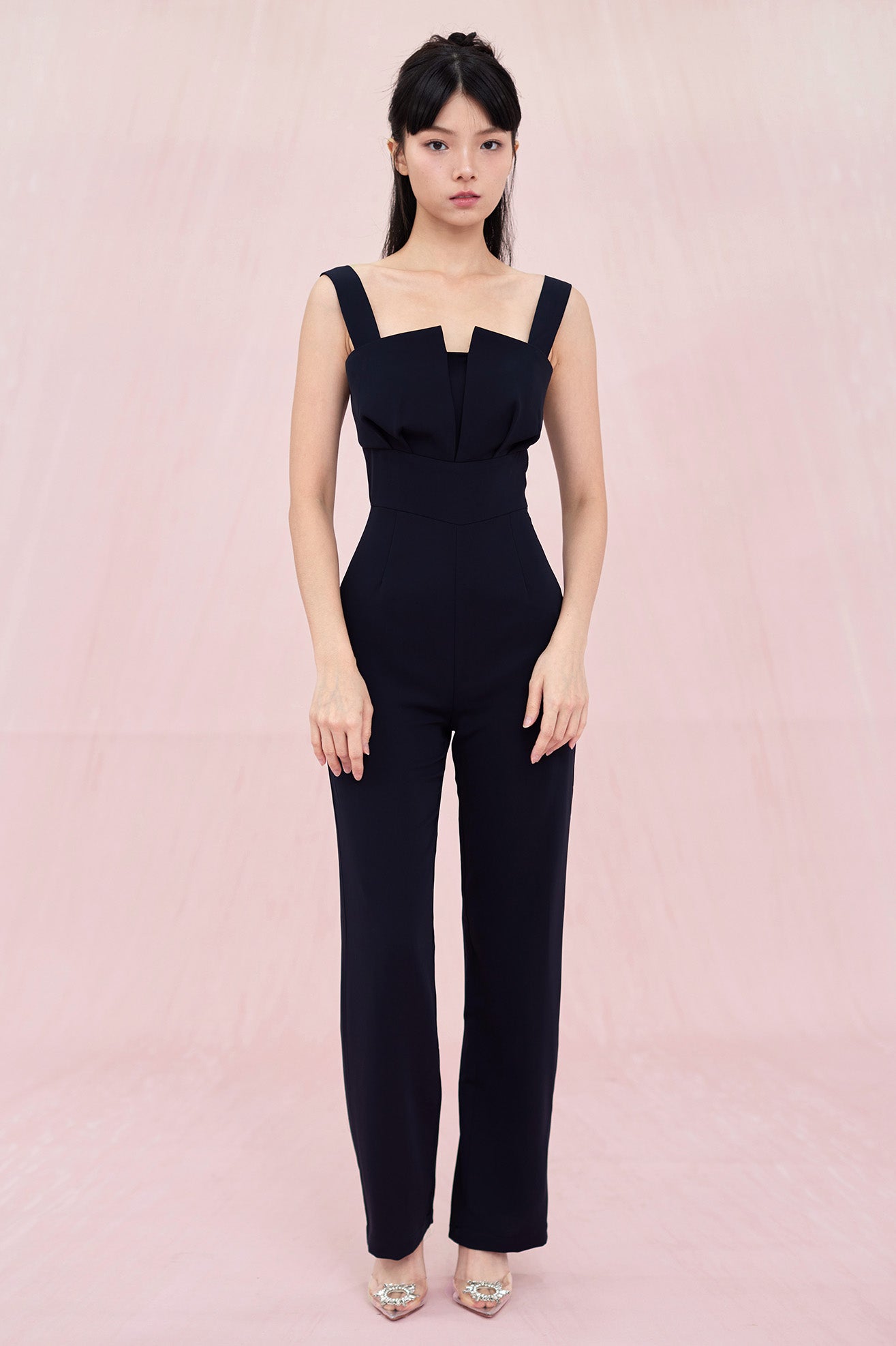 Cera Navy Padded Jumpsuit