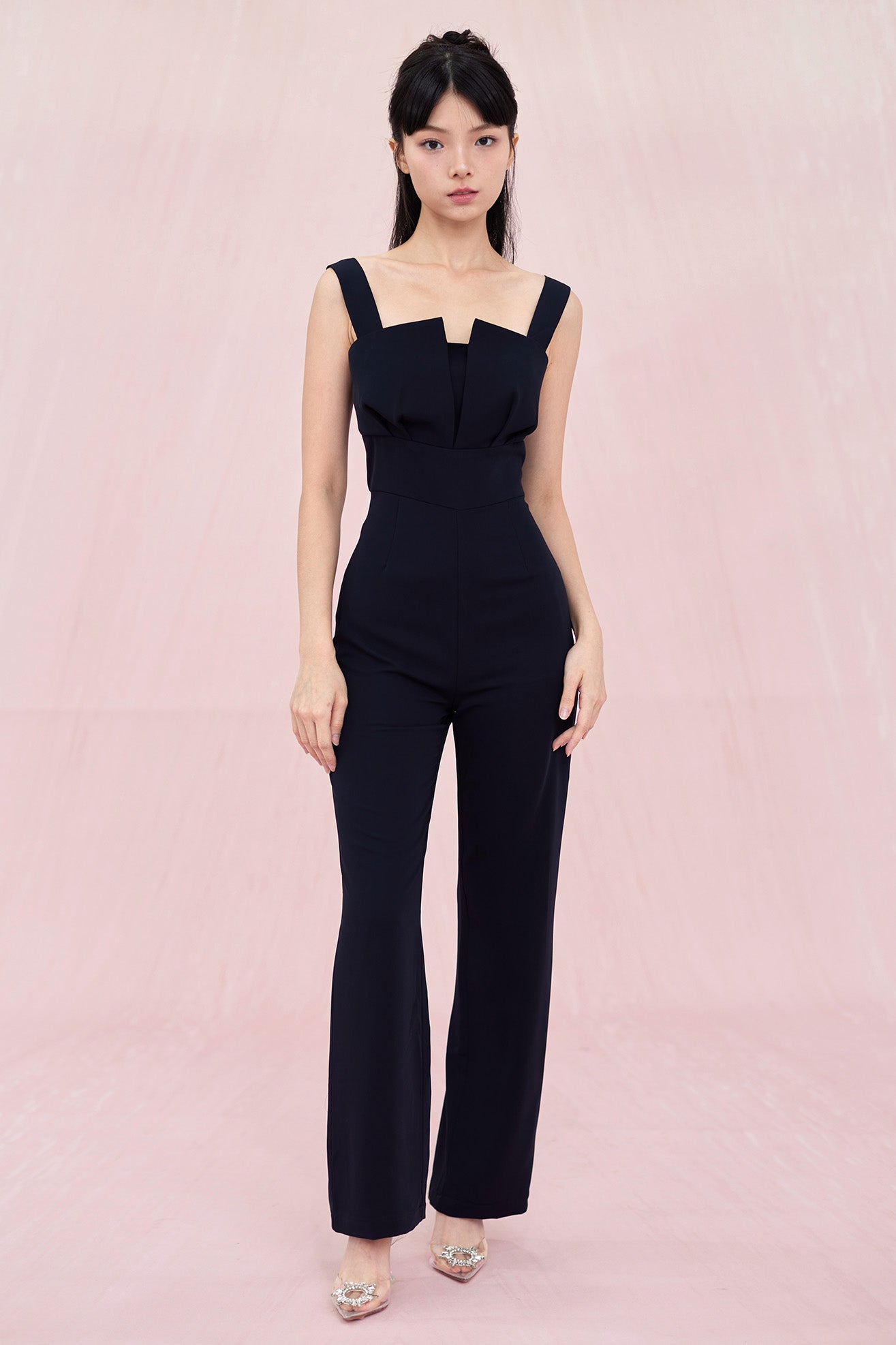 Cera Navy Padded Jumpsuit