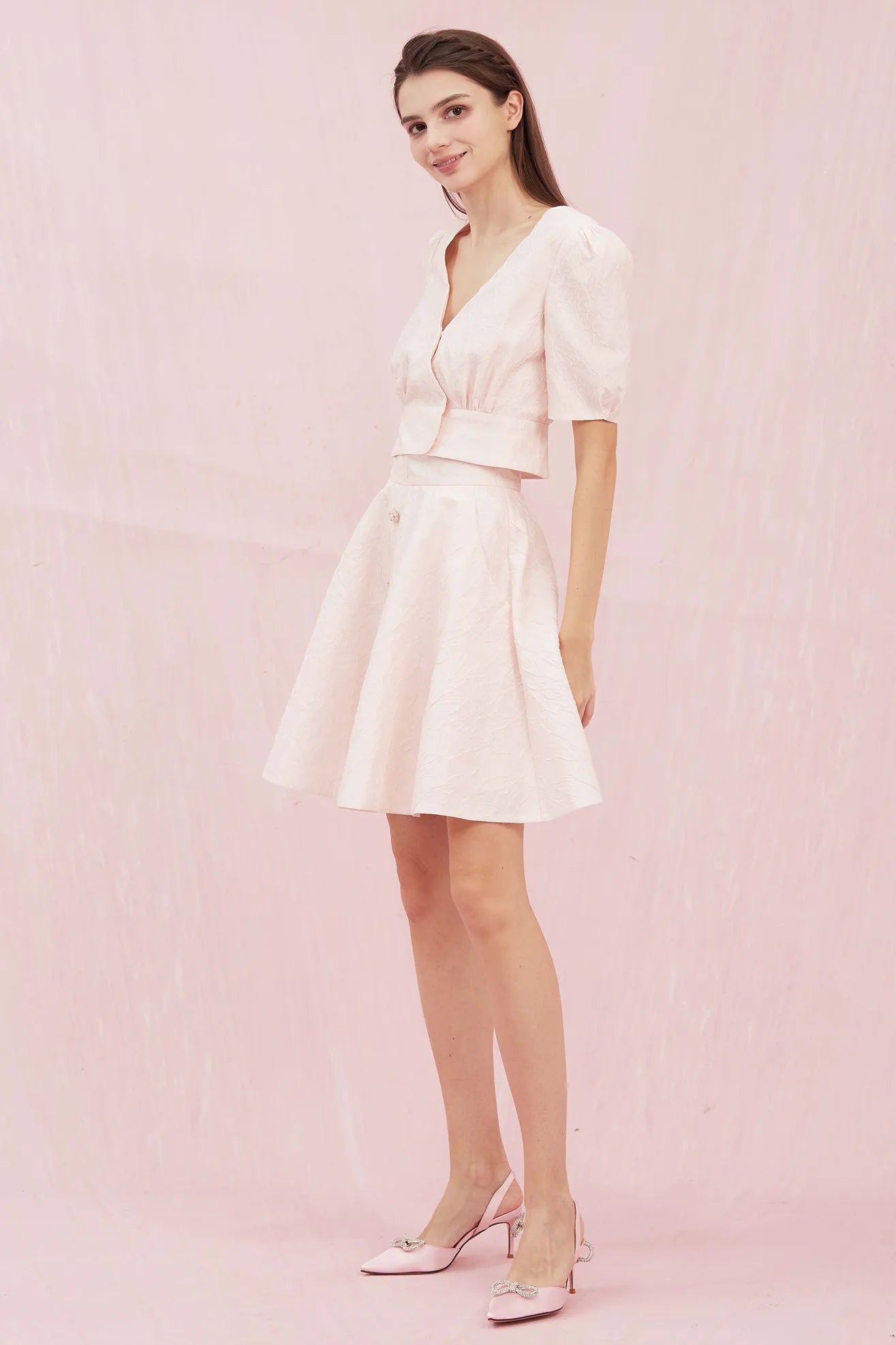 Gracella Pink Jacquard Top