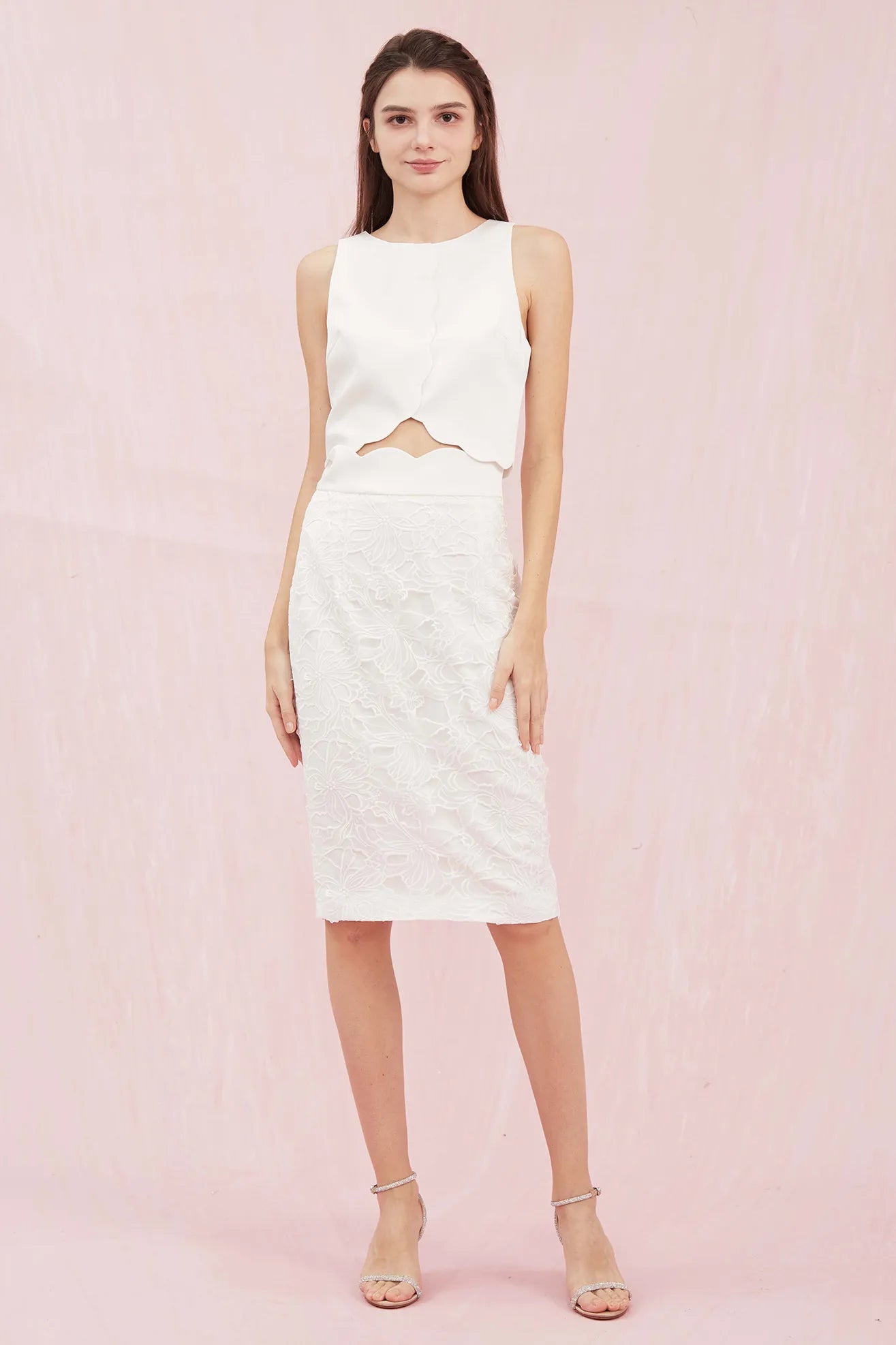 Gavriela White Flower Skirt