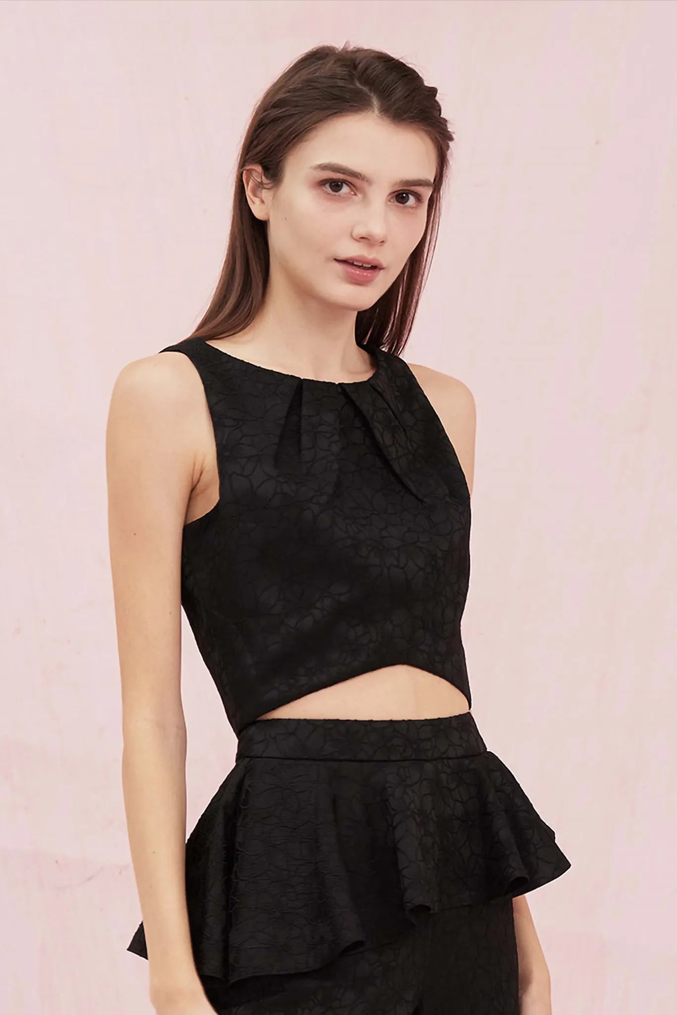 Glorianna Black Jacquard Top