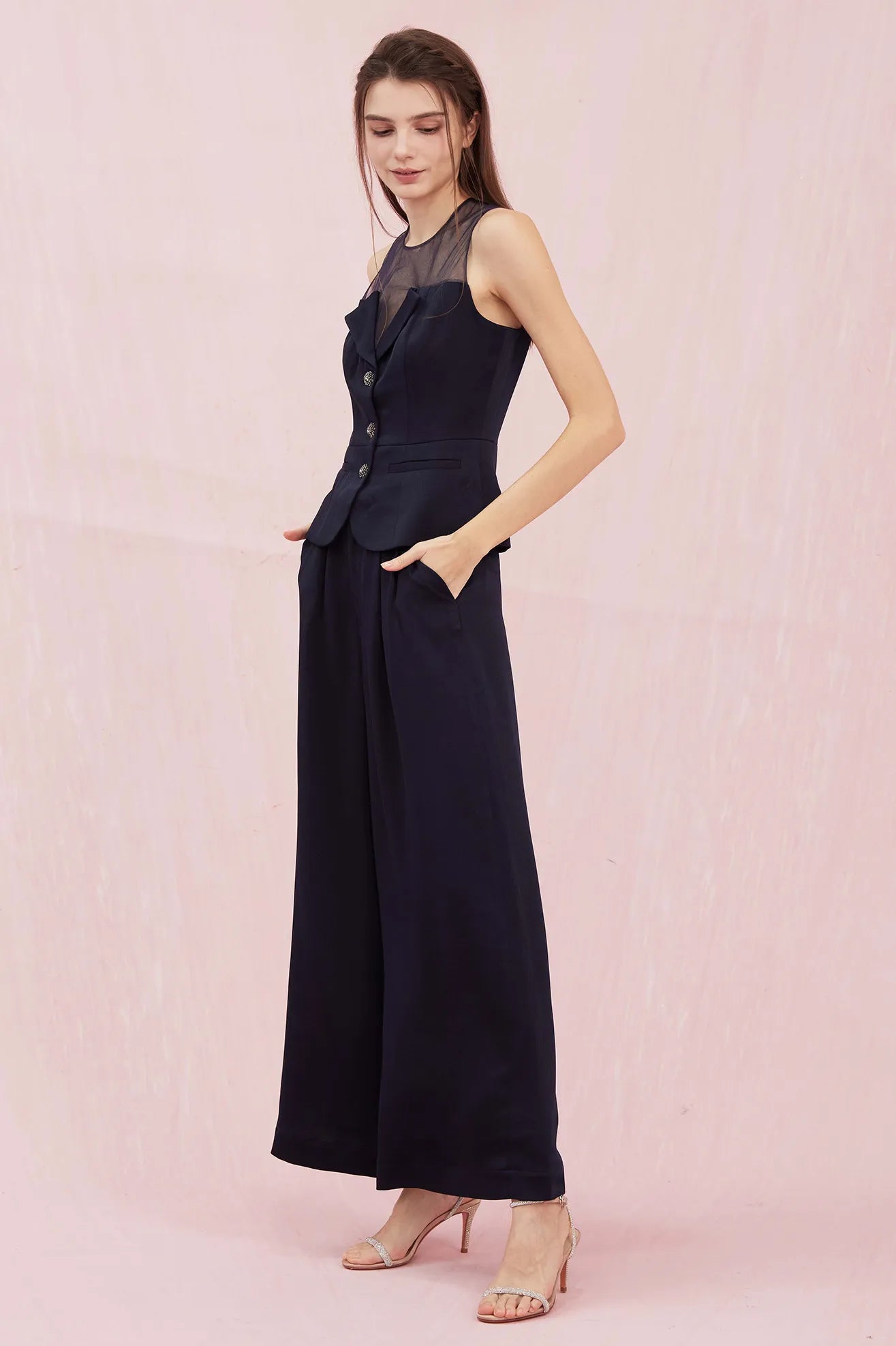 Adalicia Navy Top With Mesh - Nimisski