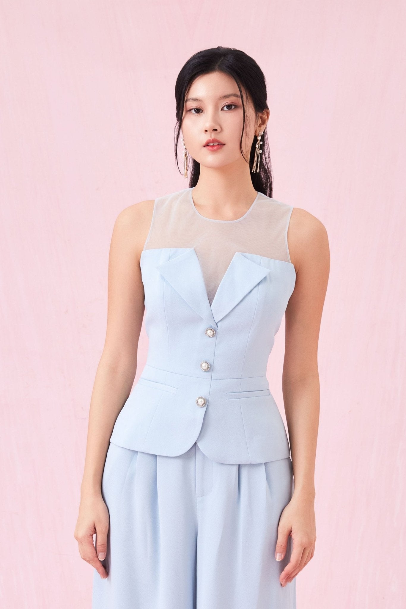 Adalicia Blue Top With Mesh - Nimisski