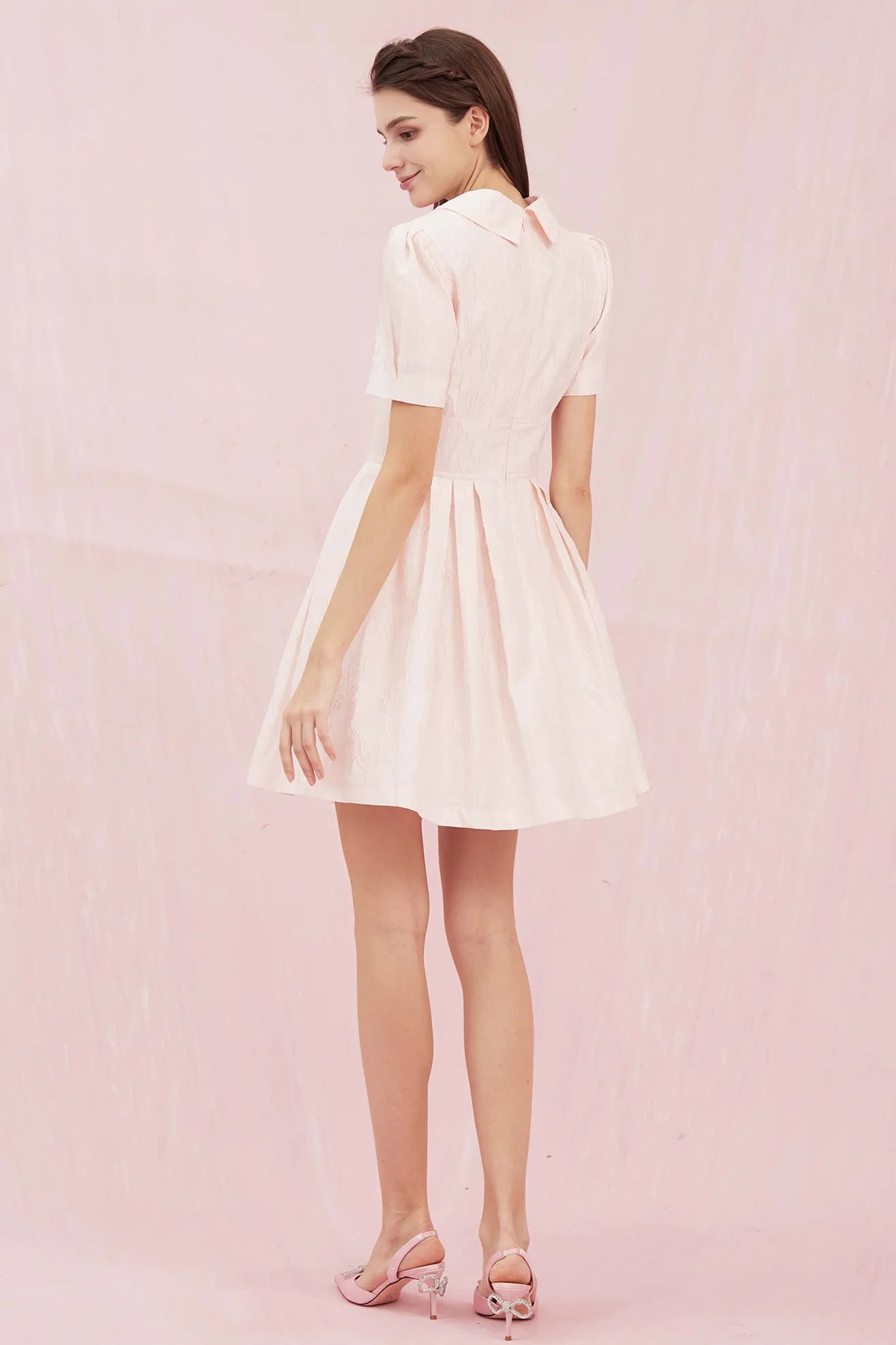 Adrienne Pink Jacquard Blazer Dress - Nimisski