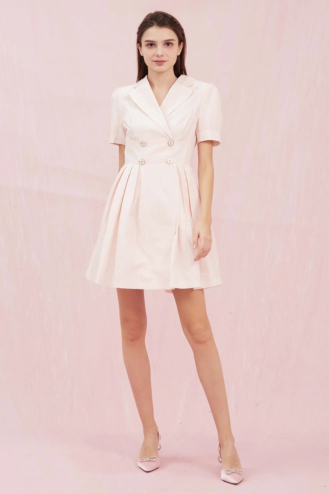 Adrienne Pink Jacquard Blazer Dress - Nimisski