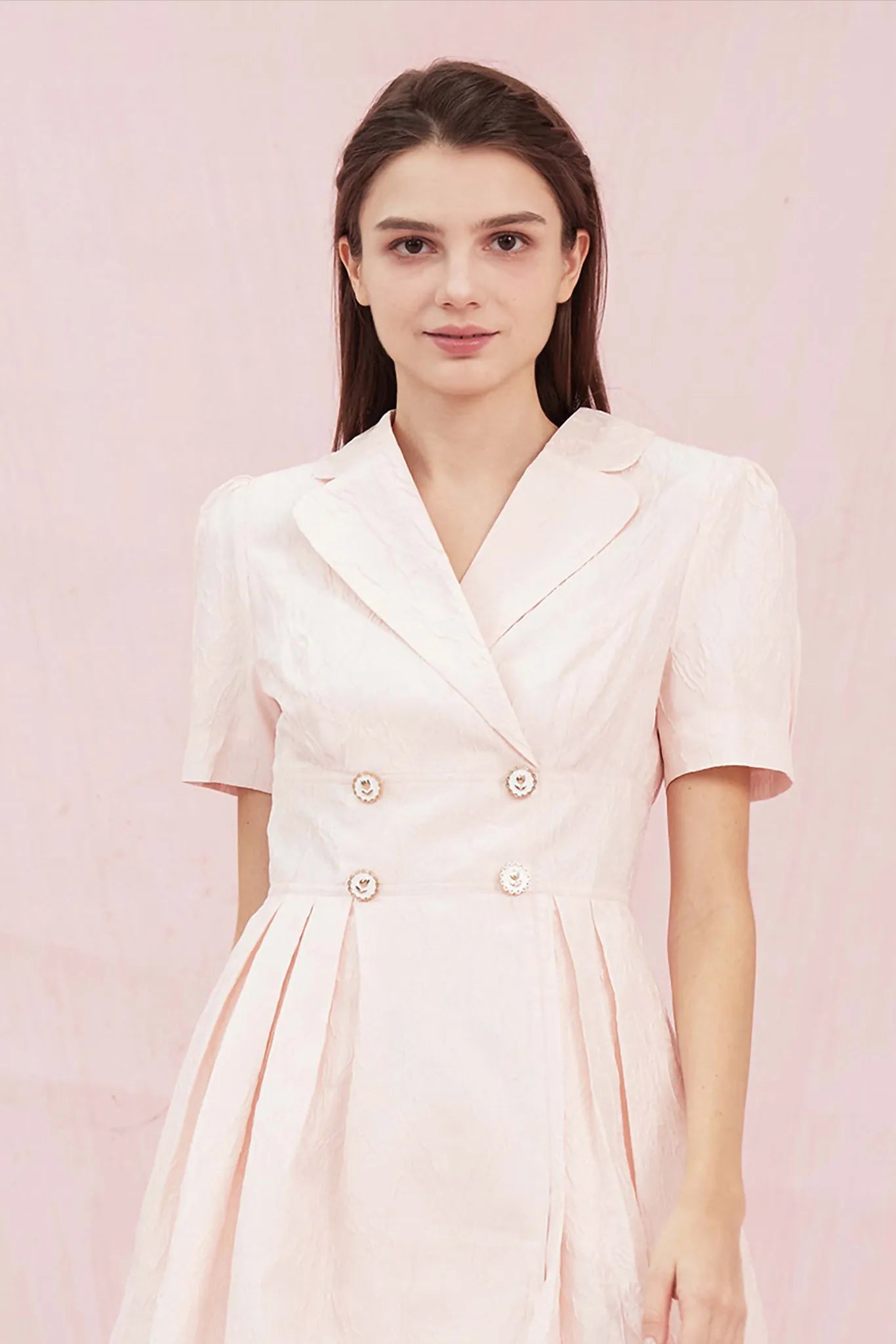 Adrienne Pink Jacquard Blazer Dress - Nimisski