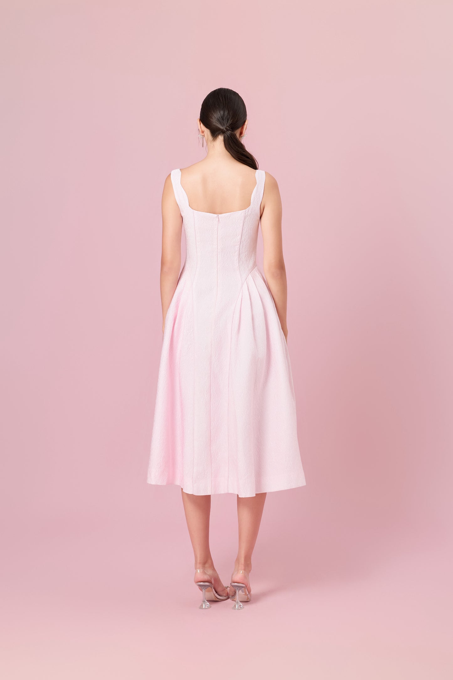 Glady Pink Jacquard Long Dress