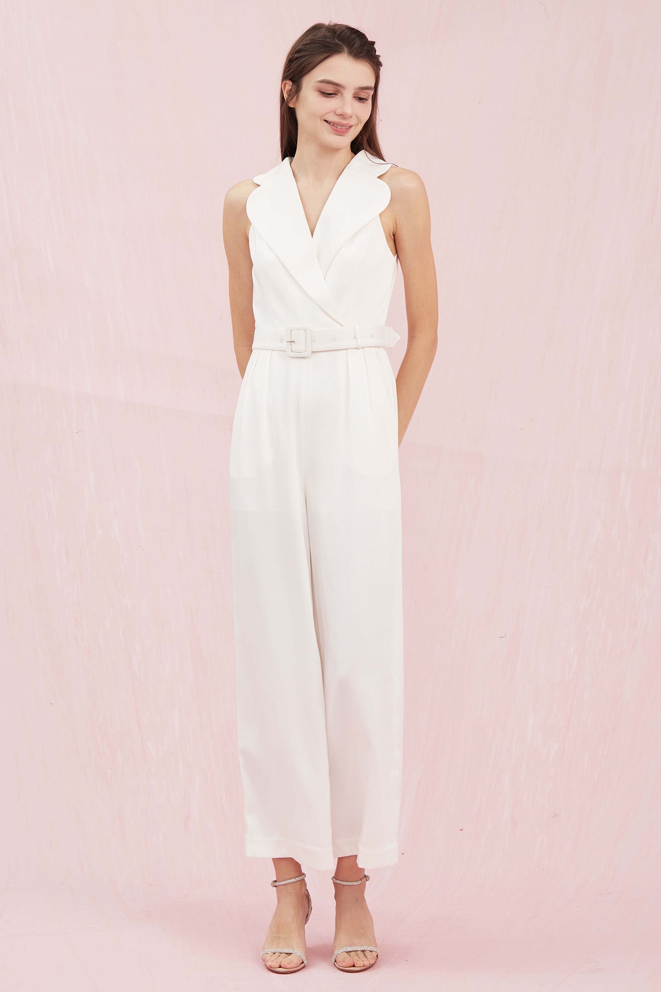 Christine White Crepe Jumpsuit