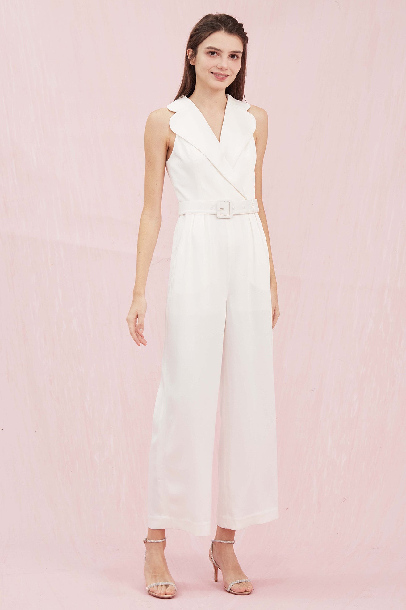 Christine White Crepe Jumpsuit