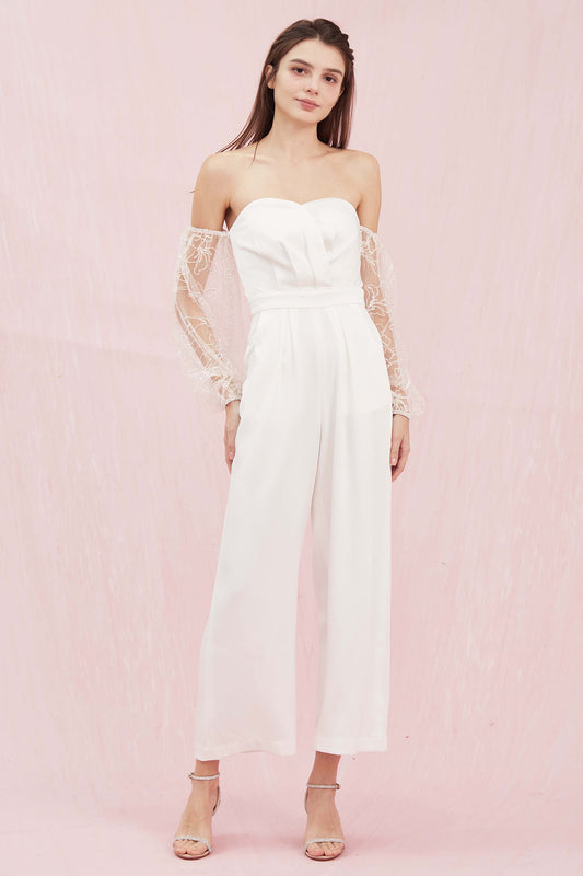 Gwynith White Off Shoulder Jumpsuit