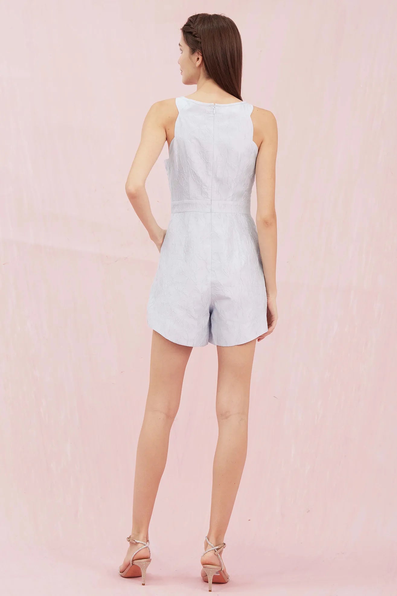 Alaina Blue Jacquard Playsuit