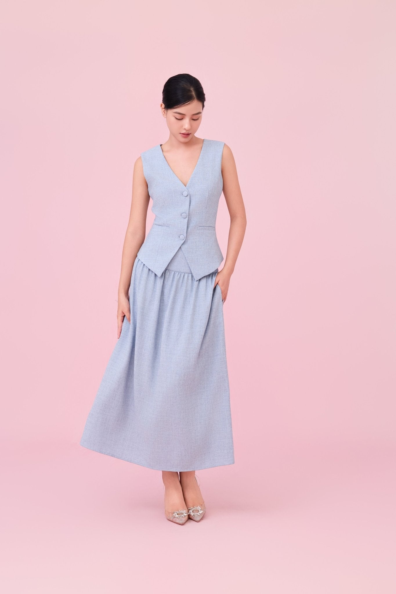 Cheerish Light Blue A - Line Skirt - Nimisski