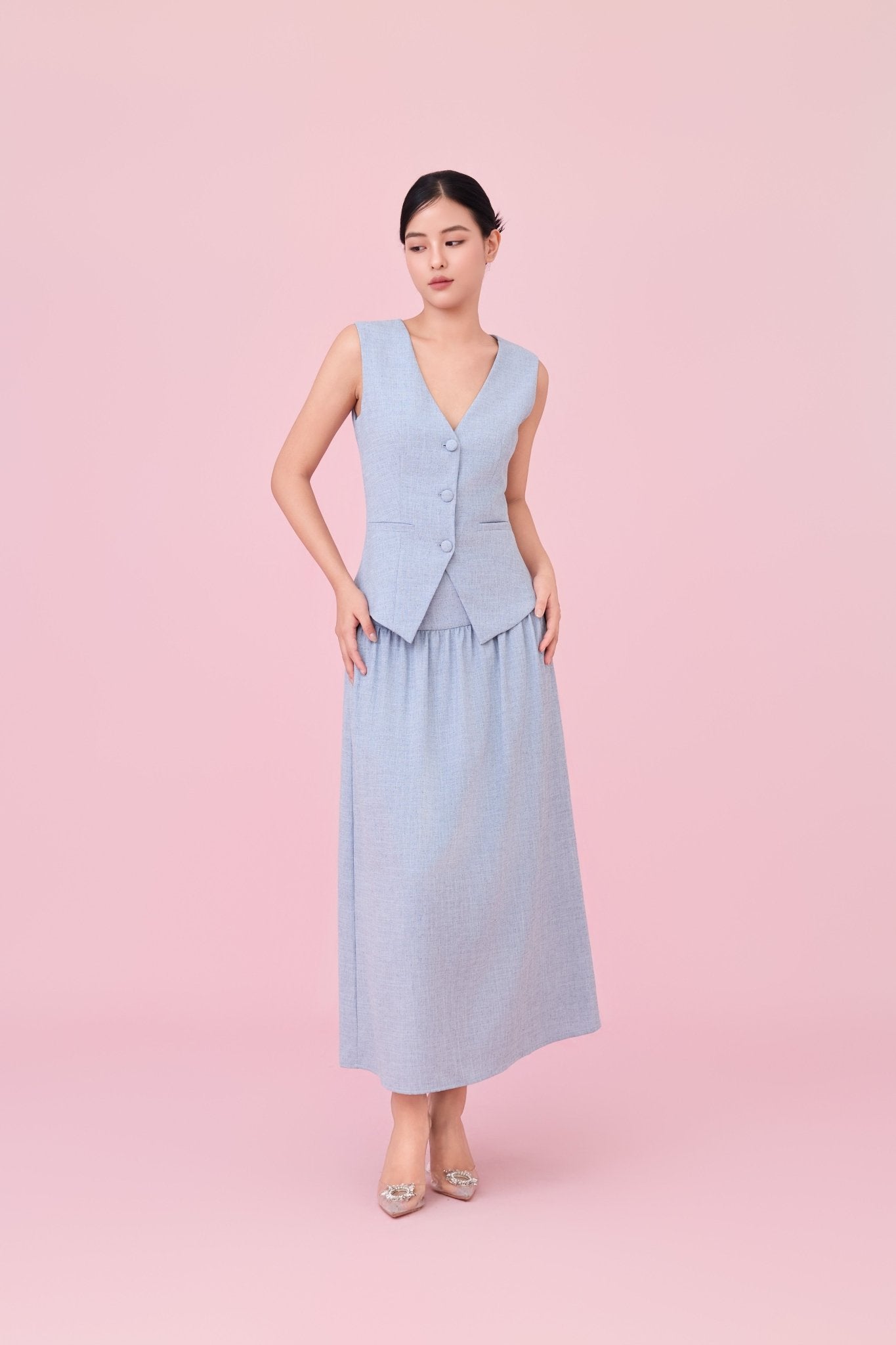 Cheerish Light Blue A - Line Skirt - Nimisski