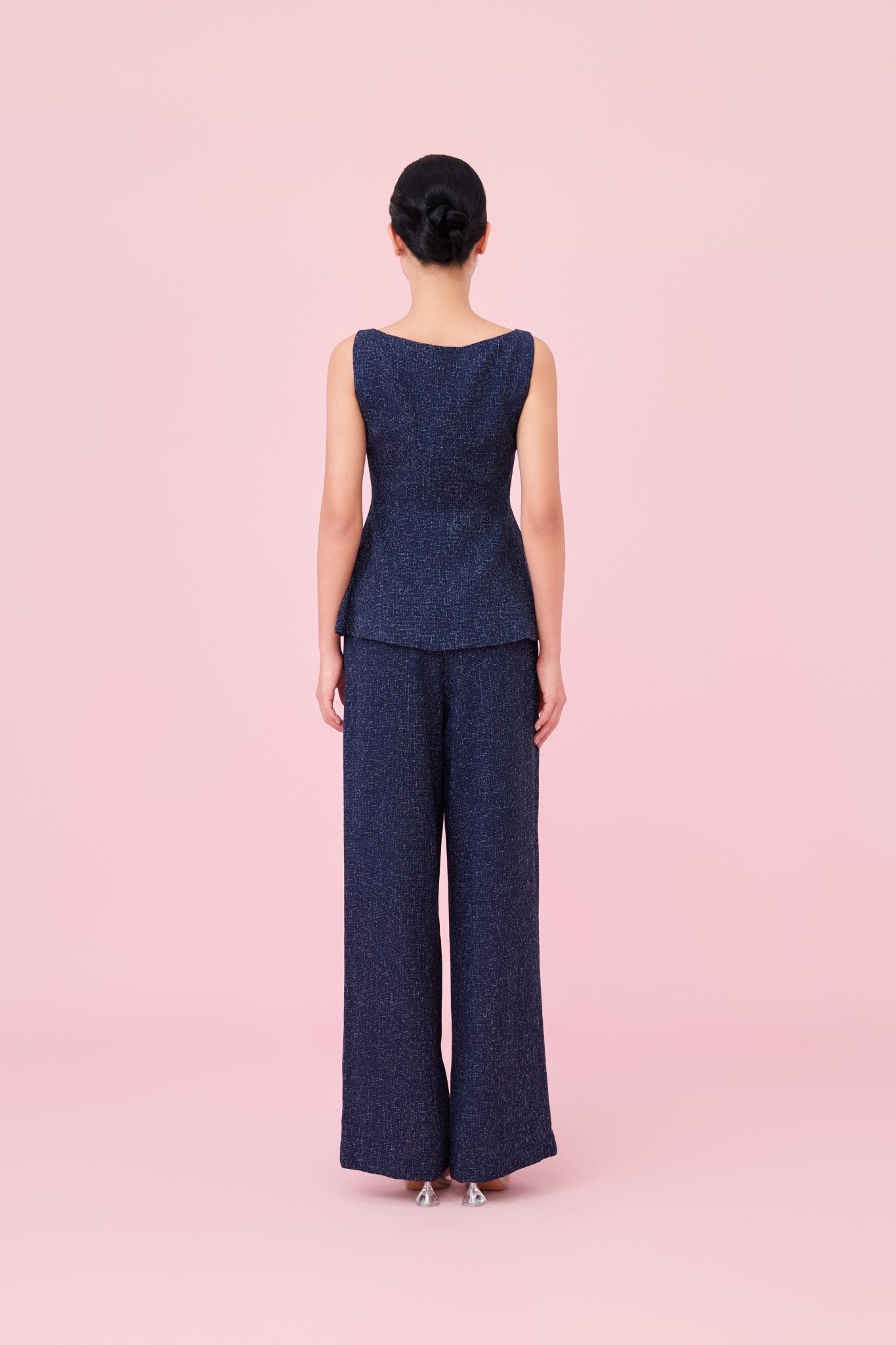 Cherilyn Navy Tweed Sleeveless Top - Nimisski