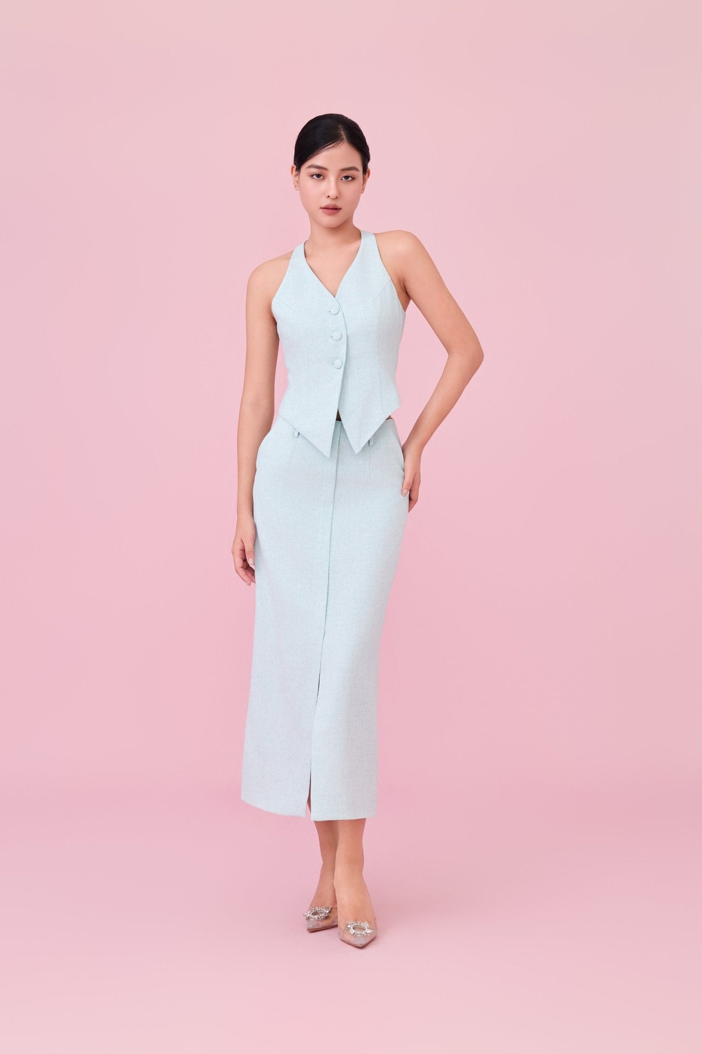 Charyn Light Green Straight Skirt - Nimisski