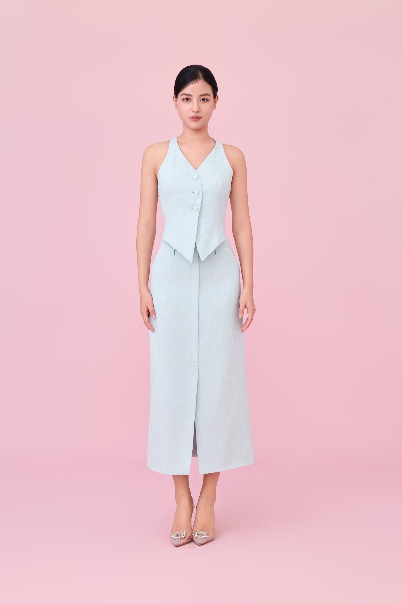 Charyn Light Green Straight Skirt - Nimisski