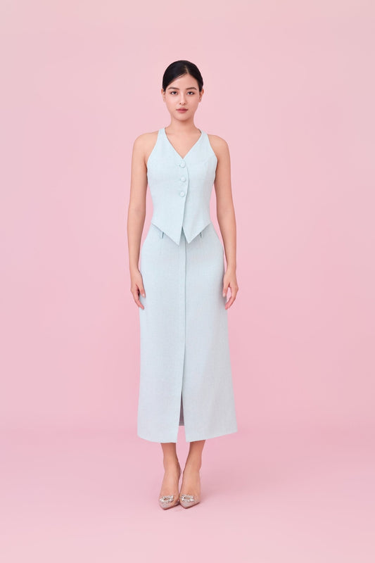 Charyn Light Green Halter Neck Vest Top - Nimisski