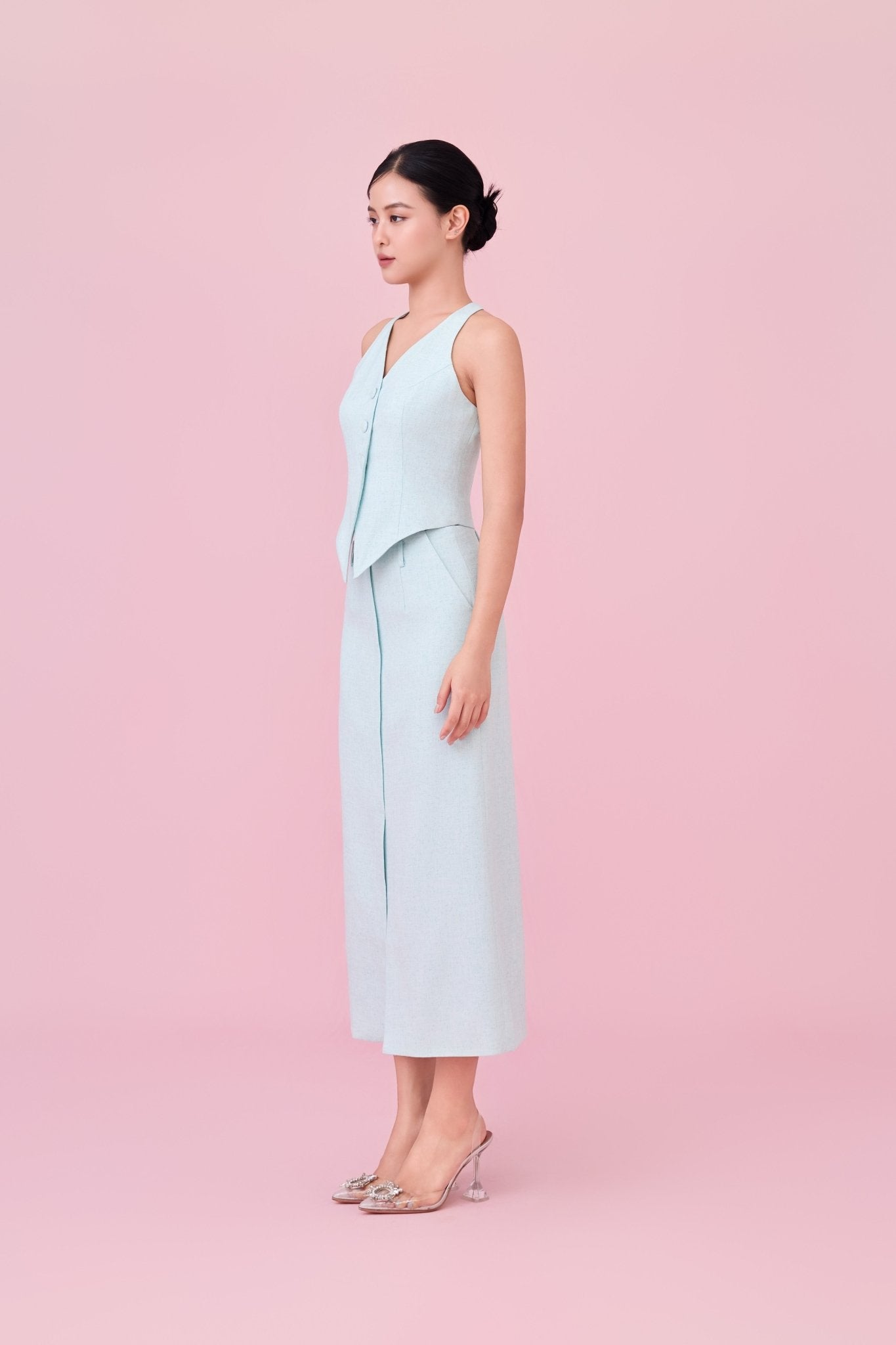 Charyn Light Green Straight Skirt - Nimisski