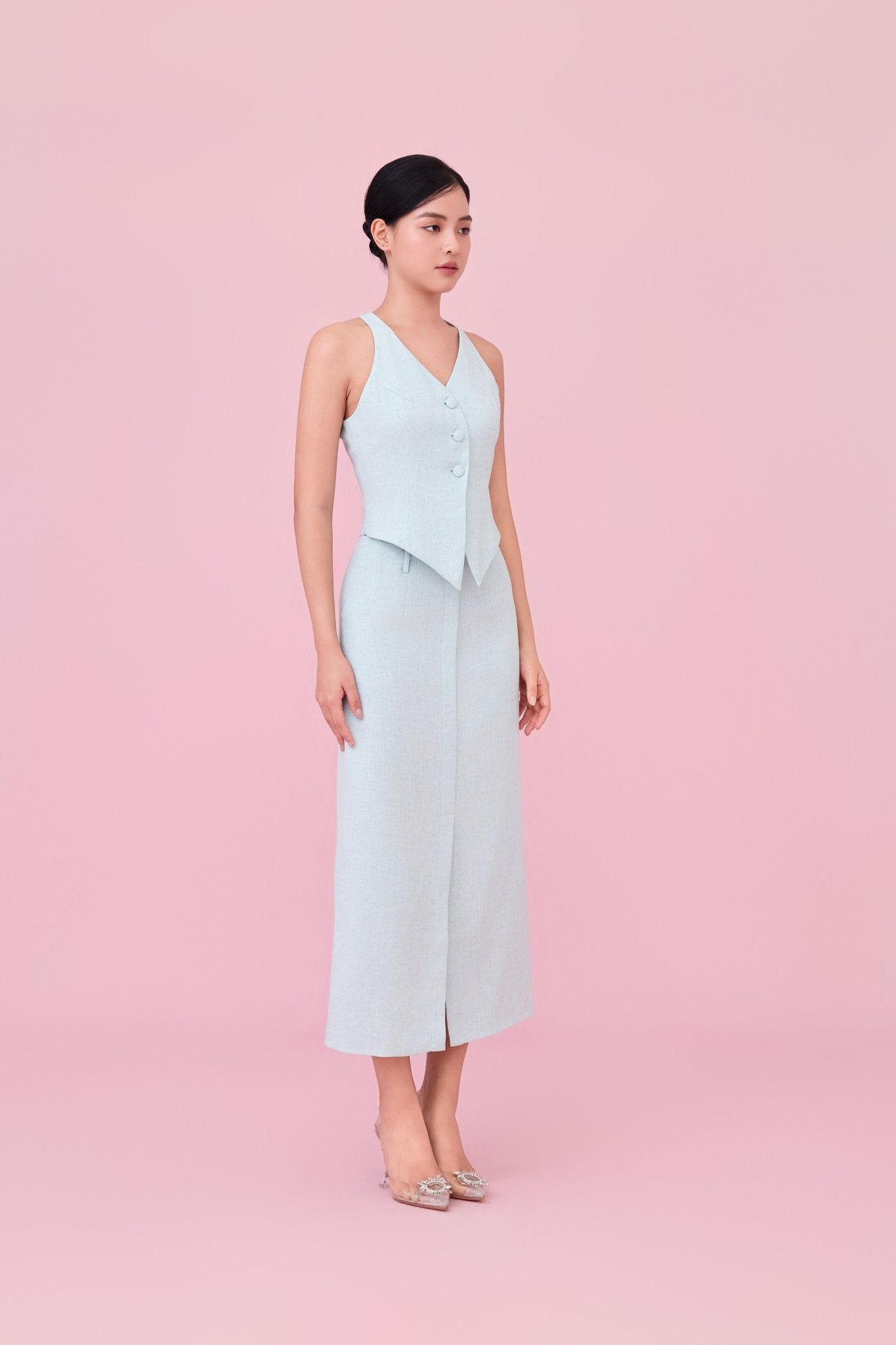 Charyn Light Green Halter Neck Vest Top - Nimisski