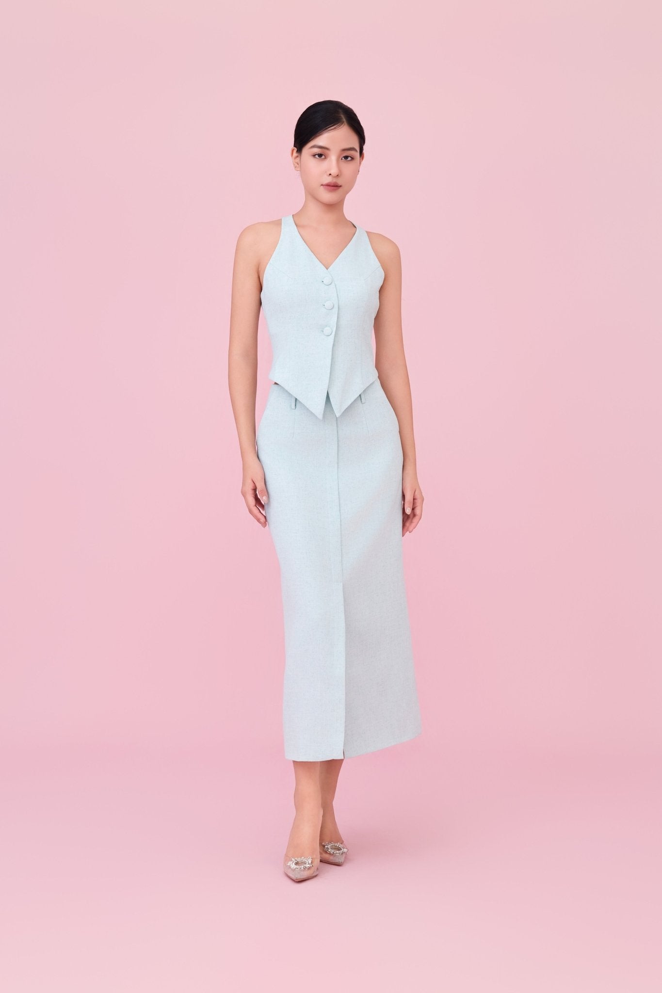 Charyn Light Green Straight Skirt - Nimisski