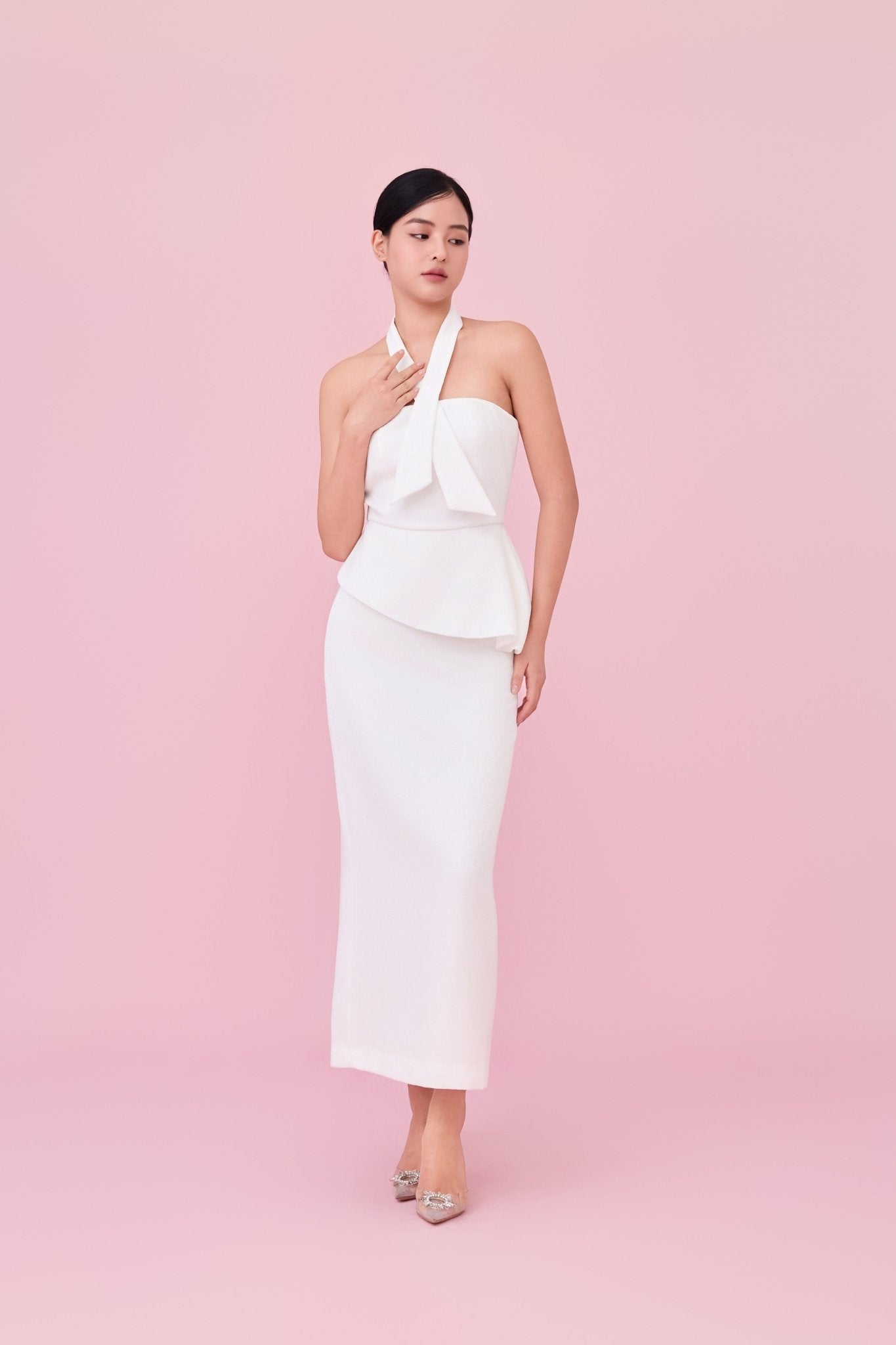 Charee White Halter - Neck Tube Top - Nimisski