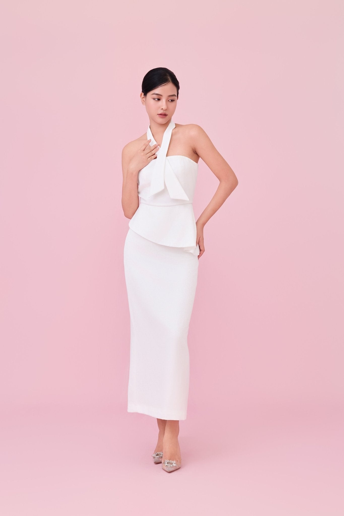 Charee White Midi Skirt - Nimisski