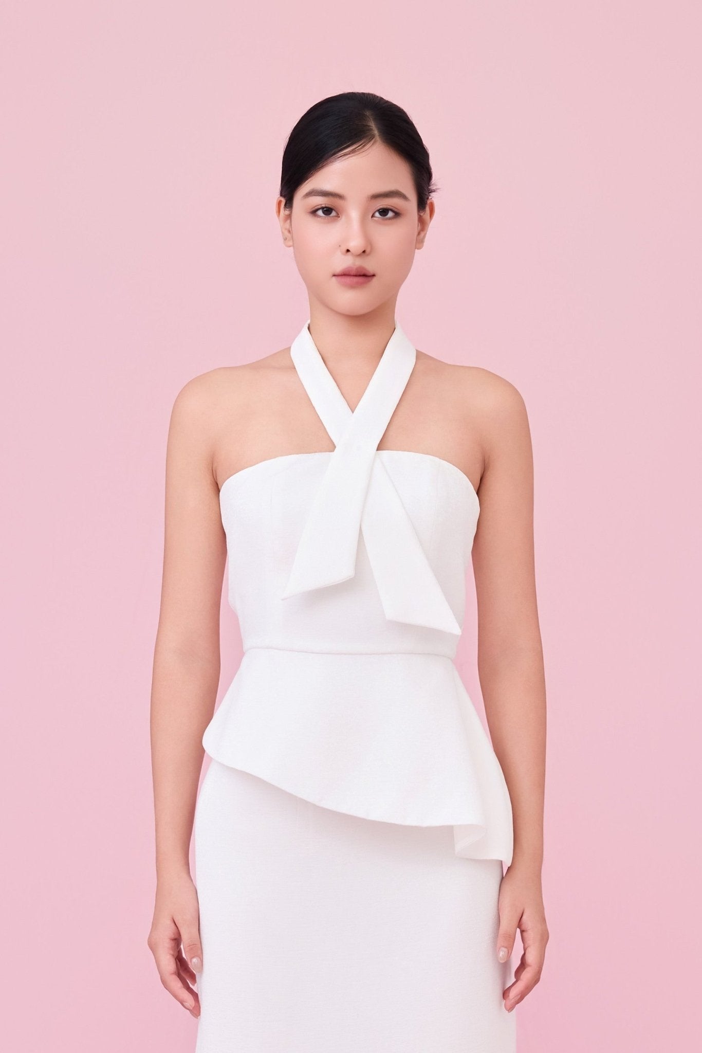 Charee White Halter - Neck Tube Top - Nimisski