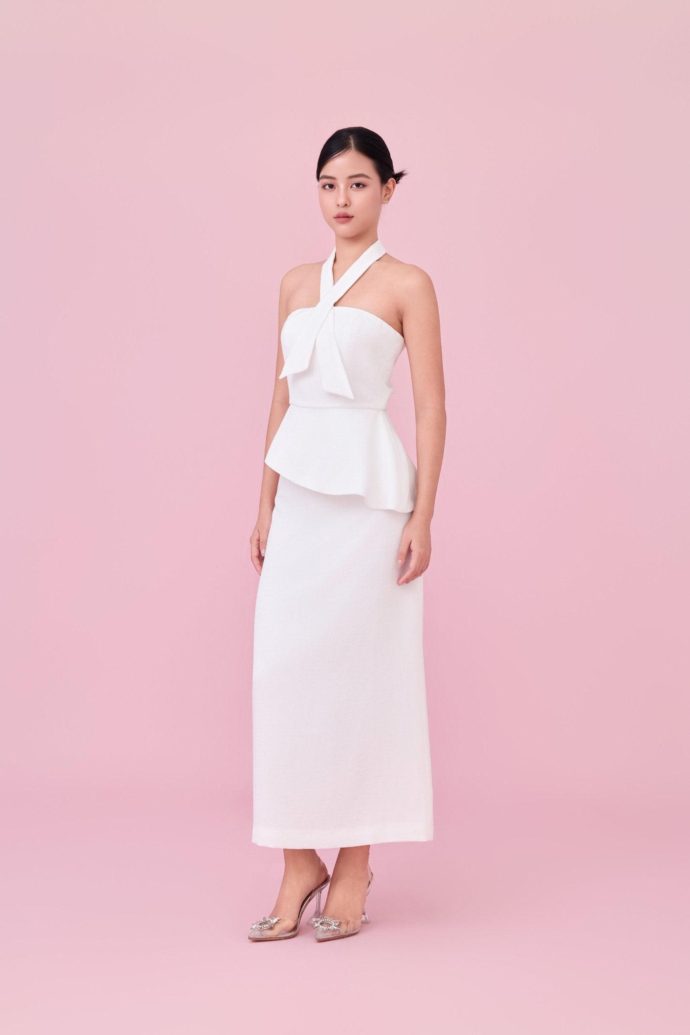 Charee White Halter - Neck Tube Top - Nimisski