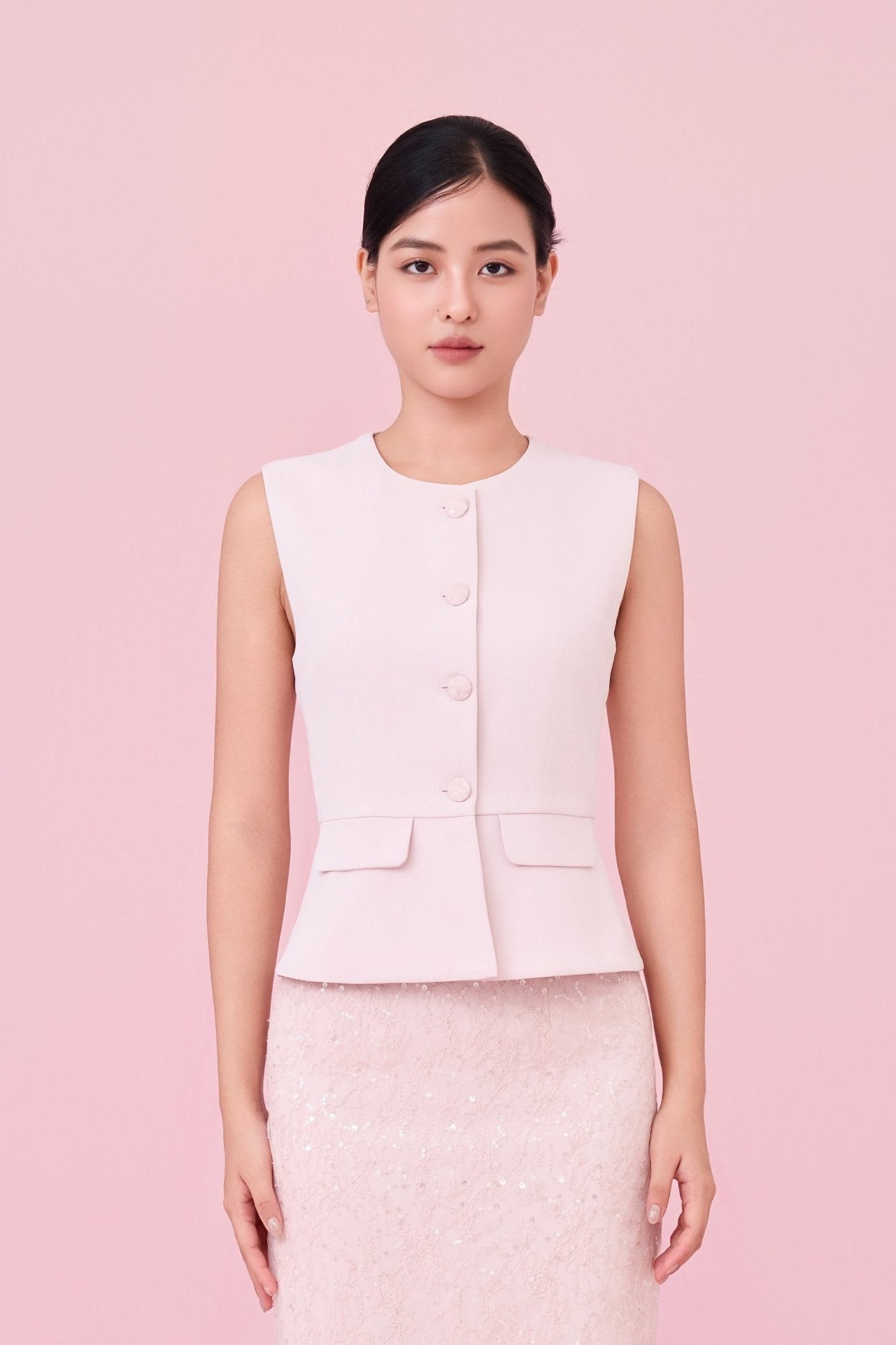 Chawntelle Pink Sleeveless Vest - Nimisski