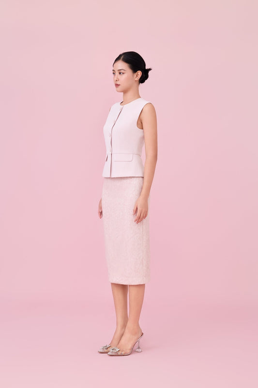 Chawntelle Pink Sequins Lace Skirt - Nimisski